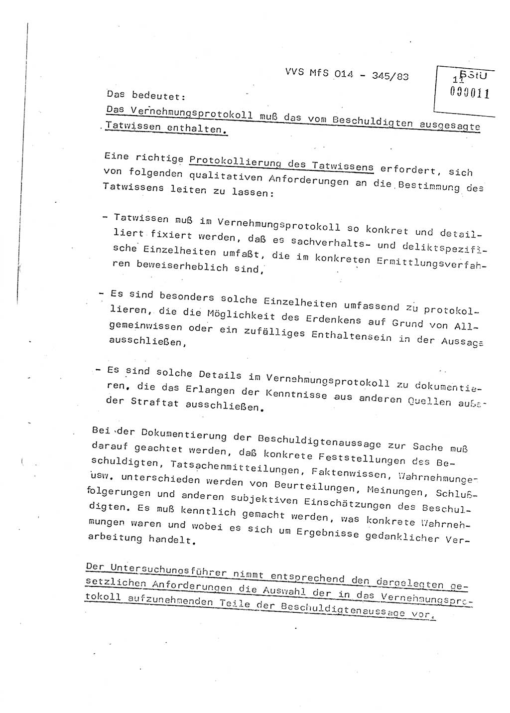 Lektion Ministerium für Staatssicherheit (MfS) [Deutsche Demokratische Republik (DDR)], Hauptabteilung (HA) Ⅸ, Vertrauliche Verschlußsache (VVS) o014-345/83, Berlin 1983, Seite 11 (Lekt. MfS DDR HA Ⅸ VVS o014-345/83 1983, S. 11)