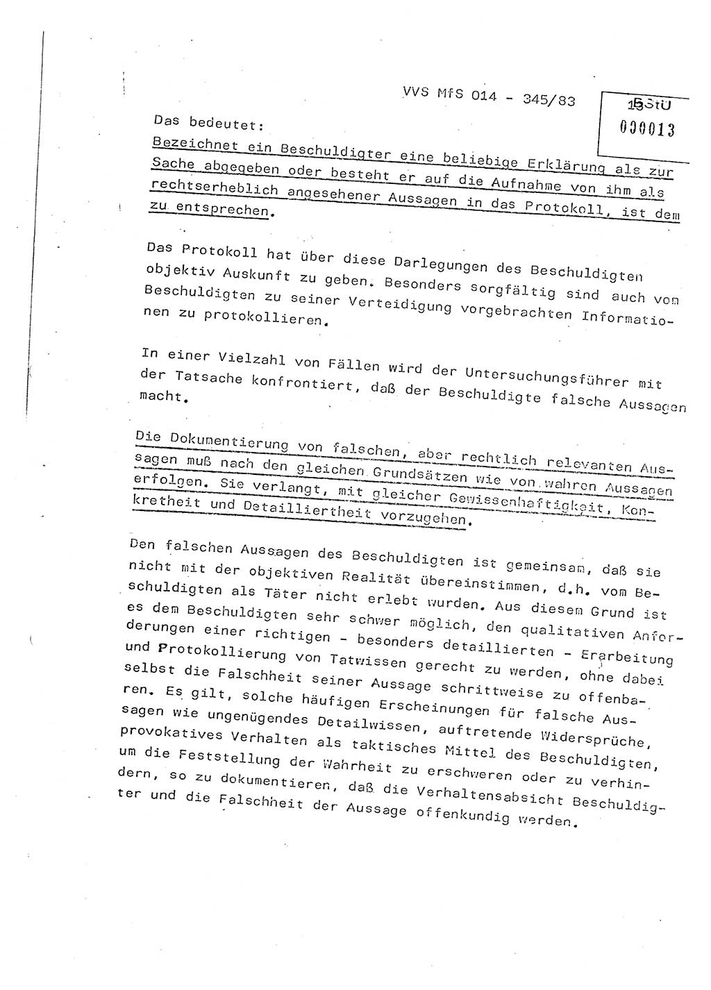 Lektion Ministerium für Staatssicherheit (MfS) [Deutsche Demokratische Republik (DDR)], Hauptabteilung (HA) Ⅸ, Vertrauliche Verschlußsache (VVS) o014-345/83, Berlin 1983, Seite 13 (Lekt. MfS DDR HA Ⅸ VVS o014-345/83 1983, S. 13)