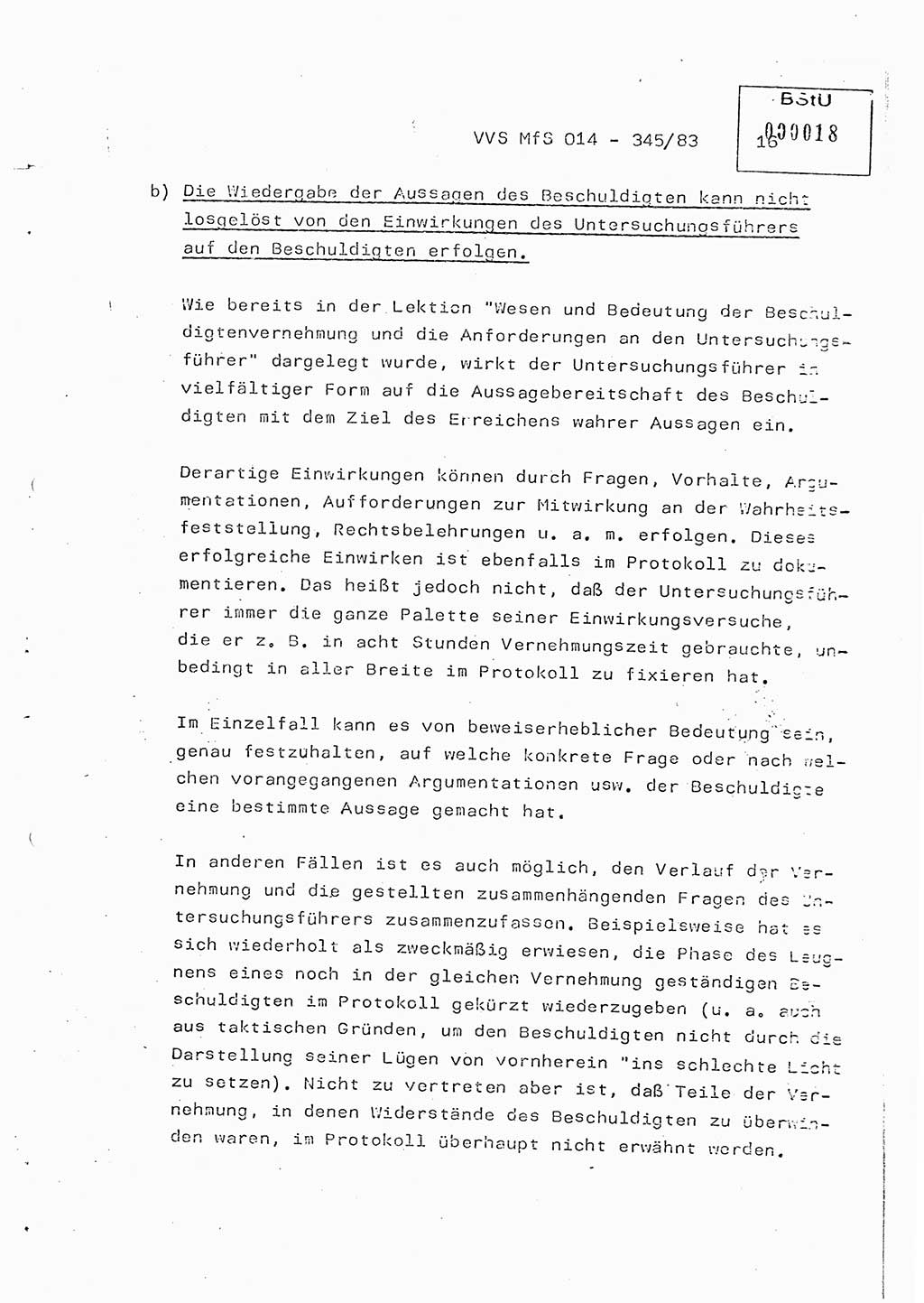 Lektion Ministerium für Staatssicherheit (MfS) [Deutsche Demokratische Republik (DDR)], Hauptabteilung (HA) Ⅸ, Vertrauliche Verschlußsache (VVS) o014-345/83, Berlin 1983, Seite 16 (Lekt. MfS DDR HA Ⅸ VVS o014-345/83 1983, S. 16)