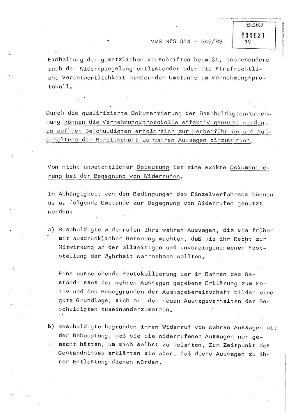 Lektion Ministerium für Staatssicherheit (MfS) [Deutsche Demokratische Republik (DDR)], Hauptabteilung (HA) Ⅸ, Vertrauliche Verschlußsache (VVS) o014-345/83, Berlin 1983, Seite 19 (Lekt. MfS DDR HA Ⅸ VVS o014-345/83 1983, S. 19)