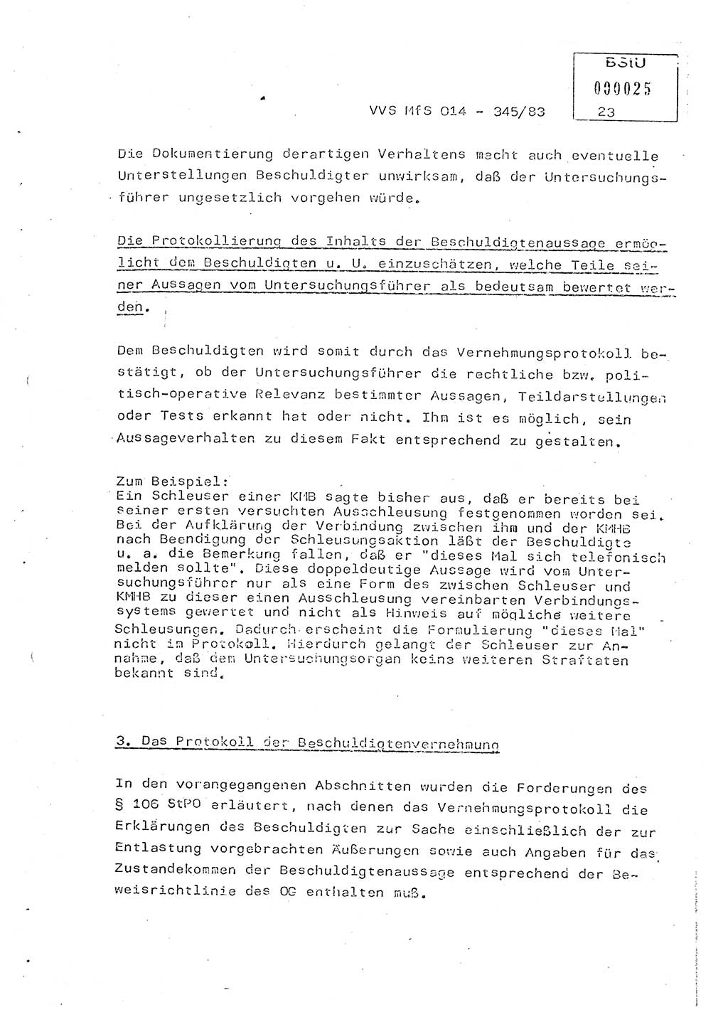 Lektion Ministerium für Staatssicherheit (MfS) [Deutsche Demokratische Republik (DDR)], Hauptabteilung (HA) Ⅸ, Vertrauliche Verschlußsache (VVS) o014-345/83, Berlin 1983, Seite 23 (Lekt. MfS DDR HA Ⅸ VVS o014-345/83 1983, S. 23)