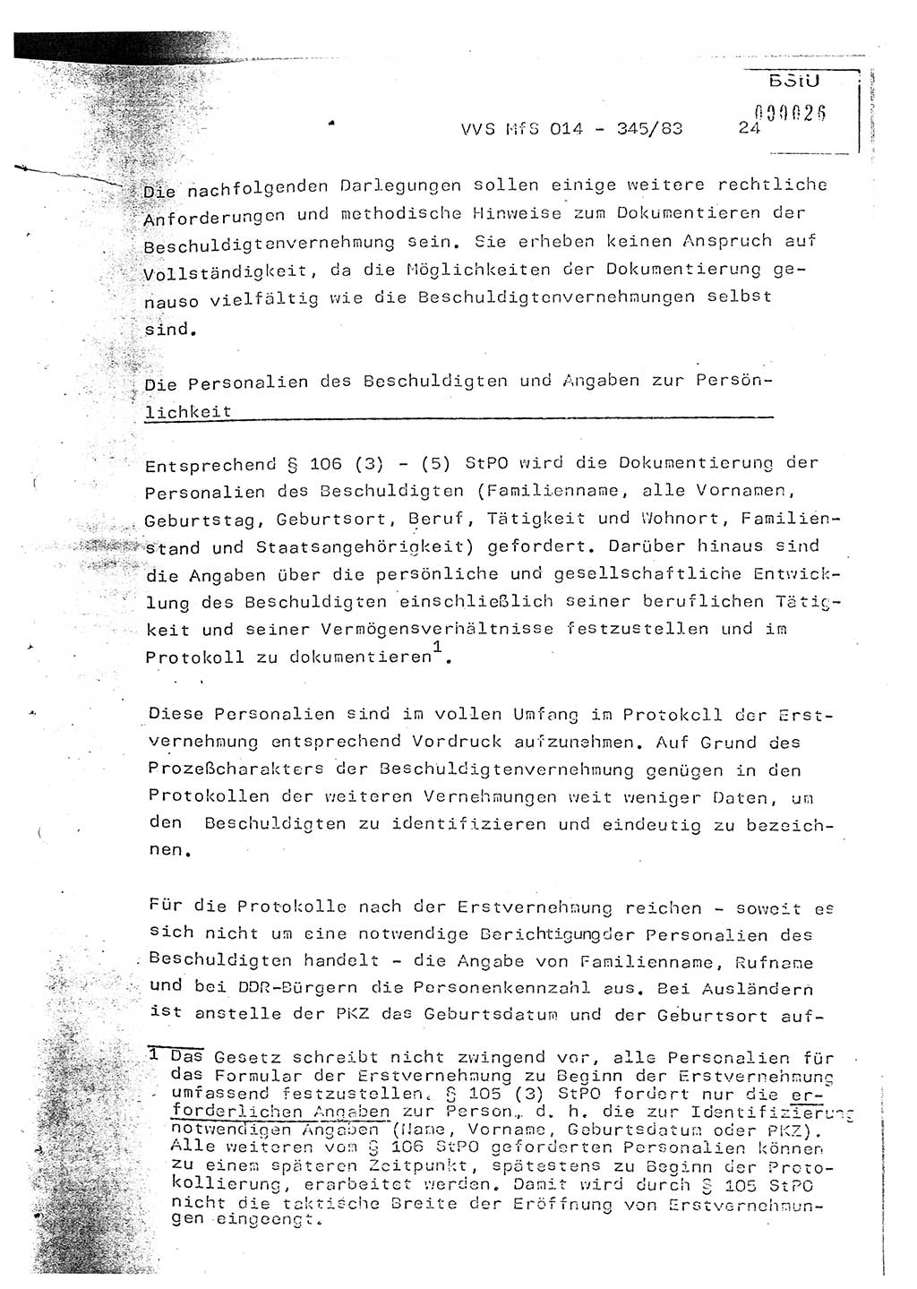 Lektion Ministerium für Staatssicherheit (MfS) [Deutsche Demokratische Republik (DDR)], Hauptabteilung (HA) Ⅸ, Vertrauliche Verschlußsache (VVS) o014-345/83, Berlin 1983, Seite 24 (Lekt. MfS DDR HA Ⅸ VVS o014-345/83 1983, S. 24)