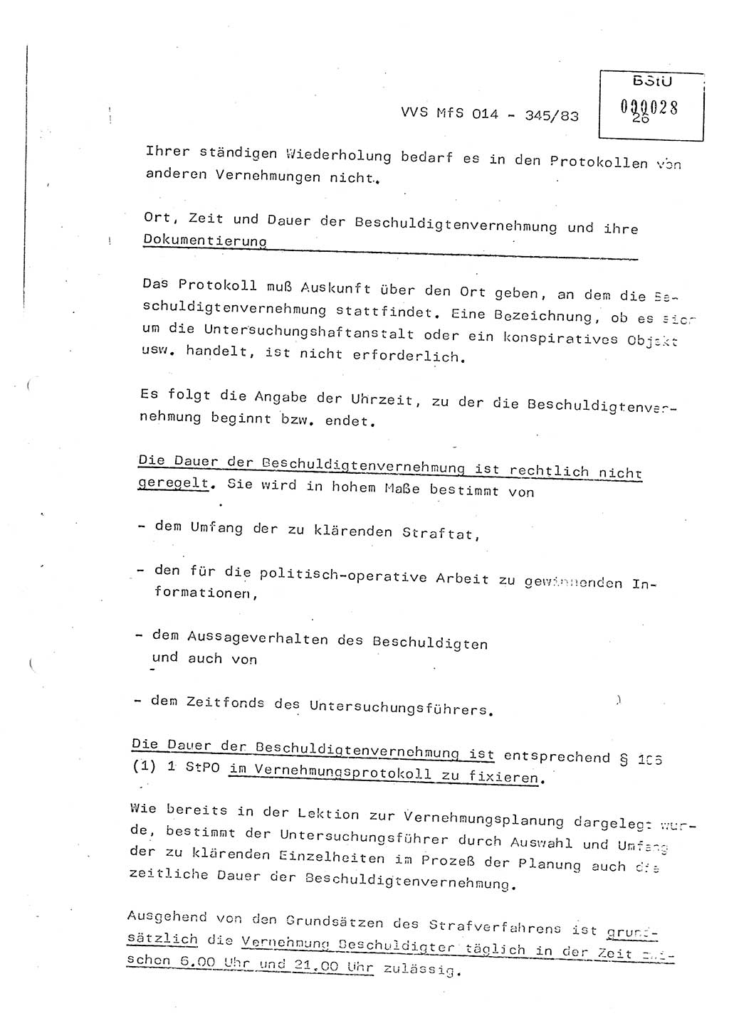 Lektion Ministerium für Staatssicherheit (MfS) [Deutsche Demokratische Republik (DDR)], Hauptabteilung (HA) Ⅸ, Vertrauliche Verschlußsache (VVS) o014-345/83, Berlin 1983, Seite 26 (Lekt. MfS DDR HA Ⅸ VVS o014-345/83 1983, S. 26)