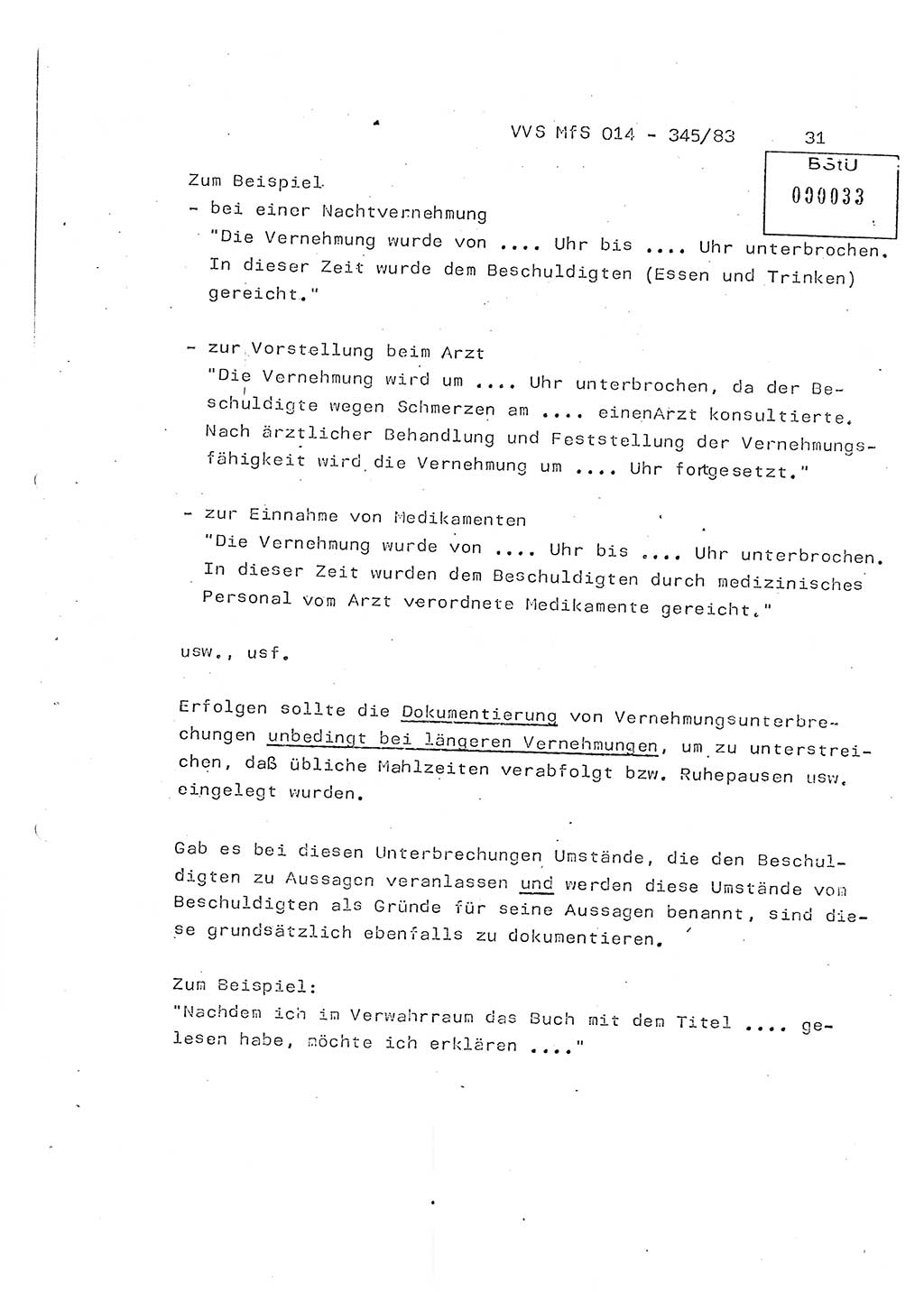 Lektion Ministerium für Staatssicherheit (MfS) [Deutsche Demokratische Republik (DDR)], Hauptabteilung (HA) Ⅸ, Vertrauliche Verschlußsache (VVS) o014-345/83, Berlin 1983, Seite 31 (Lekt. MfS DDR HA Ⅸ VVS o014-345/83 1983, S. 31)