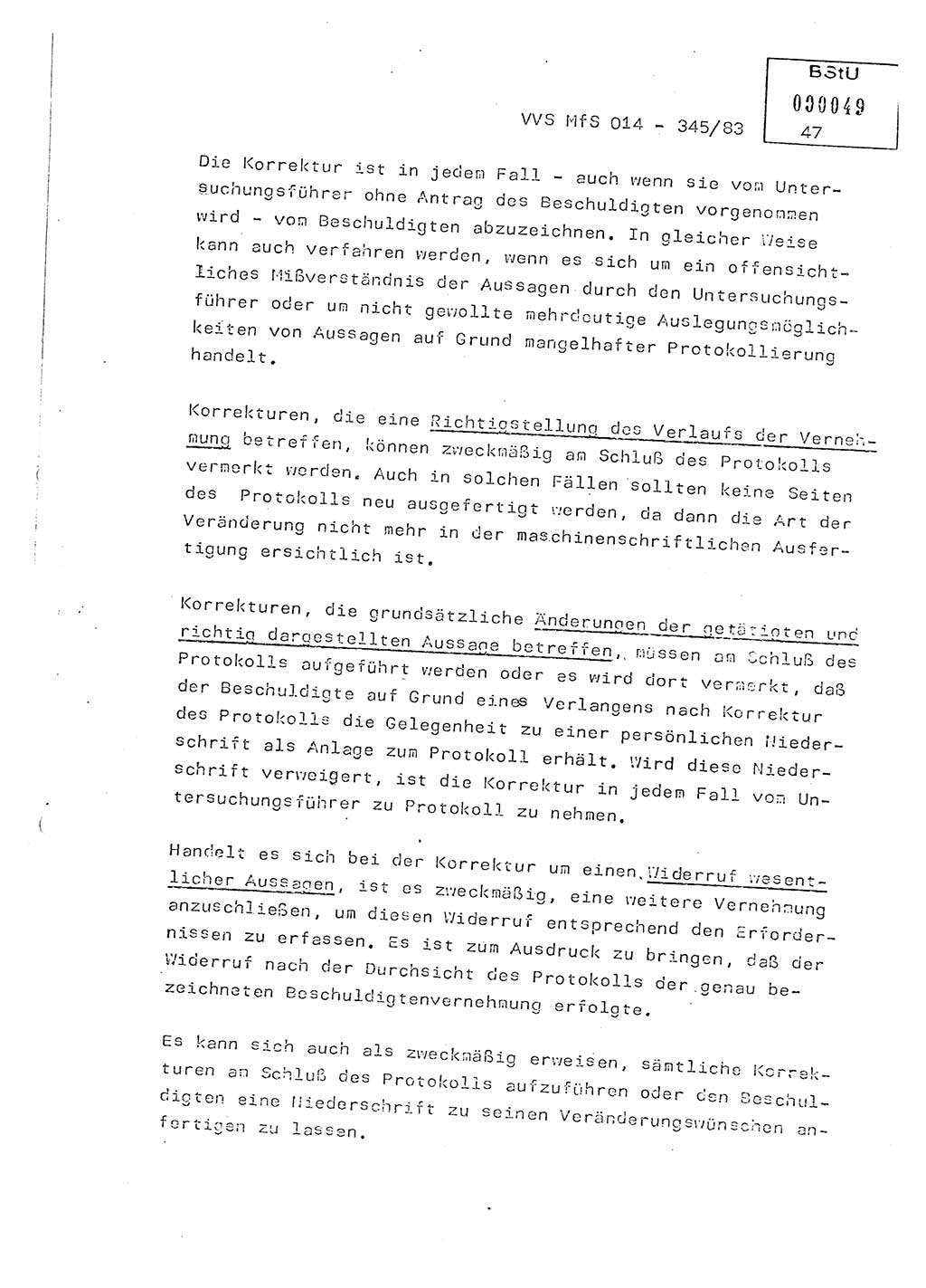 Lektion Ministerium für Staatssicherheit (MfS) [Deutsche Demokratische Republik (DDR)], Hauptabteilung (HA) Ⅸ, Vertrauliche Verschlußsache (VVS) o014-345/83, Berlin 1983, Seite 47 (Lekt. MfS DDR HA Ⅸ VVS o014-345/83 1983, S. 47)