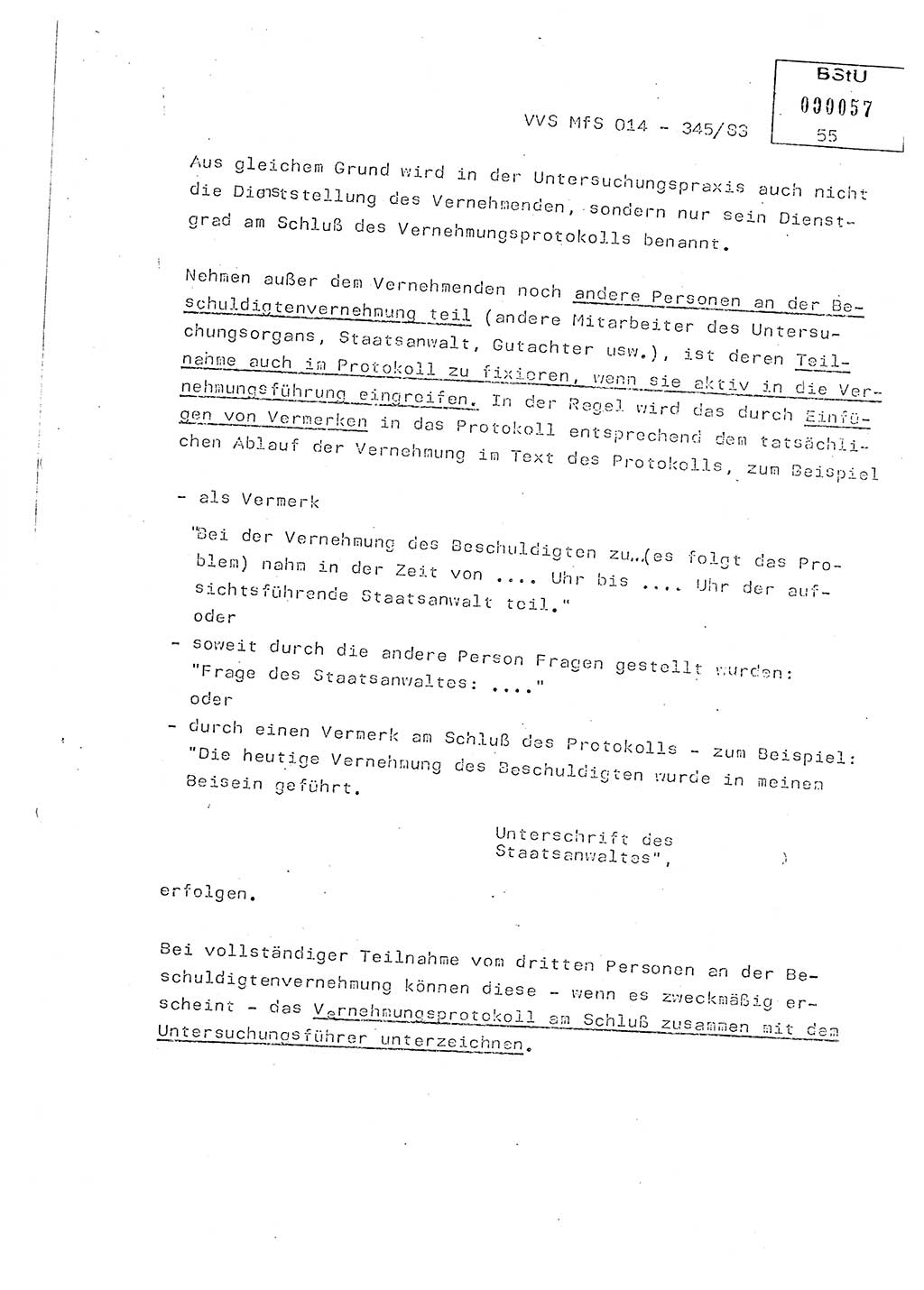 Lektion Ministerium für Staatssicherheit (MfS) [Deutsche Demokratische Republik (DDR)], Hauptabteilung (HA) Ⅸ, Vertrauliche Verschlußsache (VVS) o014-345/83, Berlin 1983, Seite 55 (Lekt. MfS DDR HA Ⅸ VVS o014-345/83 1983, S. 55)