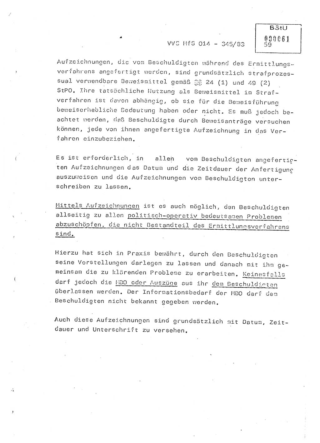 Lektion Ministerium für Staatssicherheit (MfS) [Deutsche Demokratische Republik (DDR)], Hauptabteilung (HA) Ⅸ, Vertrauliche Verschlußsache (VVS) o014-345/83, Berlin 1983, Seite 59 (Lekt. MfS DDR HA Ⅸ VVS o014-345/83 1983, S. 59)