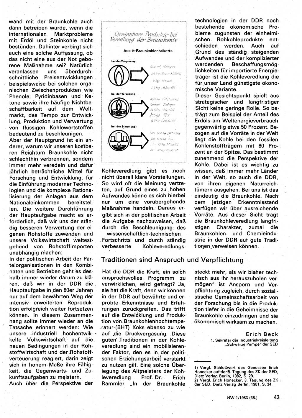 Neuer Weg (NW), Organ des Zentralkomitees (ZK) der SED (Sozialistische Einheitspartei Deutschlands) für Fragen des Parteilebens, 38. Jahrgang [Deutsche Demokratische Republik (DDR)] 1983, Seite 43 (NW ZK SED DDR 1983, S. 43)