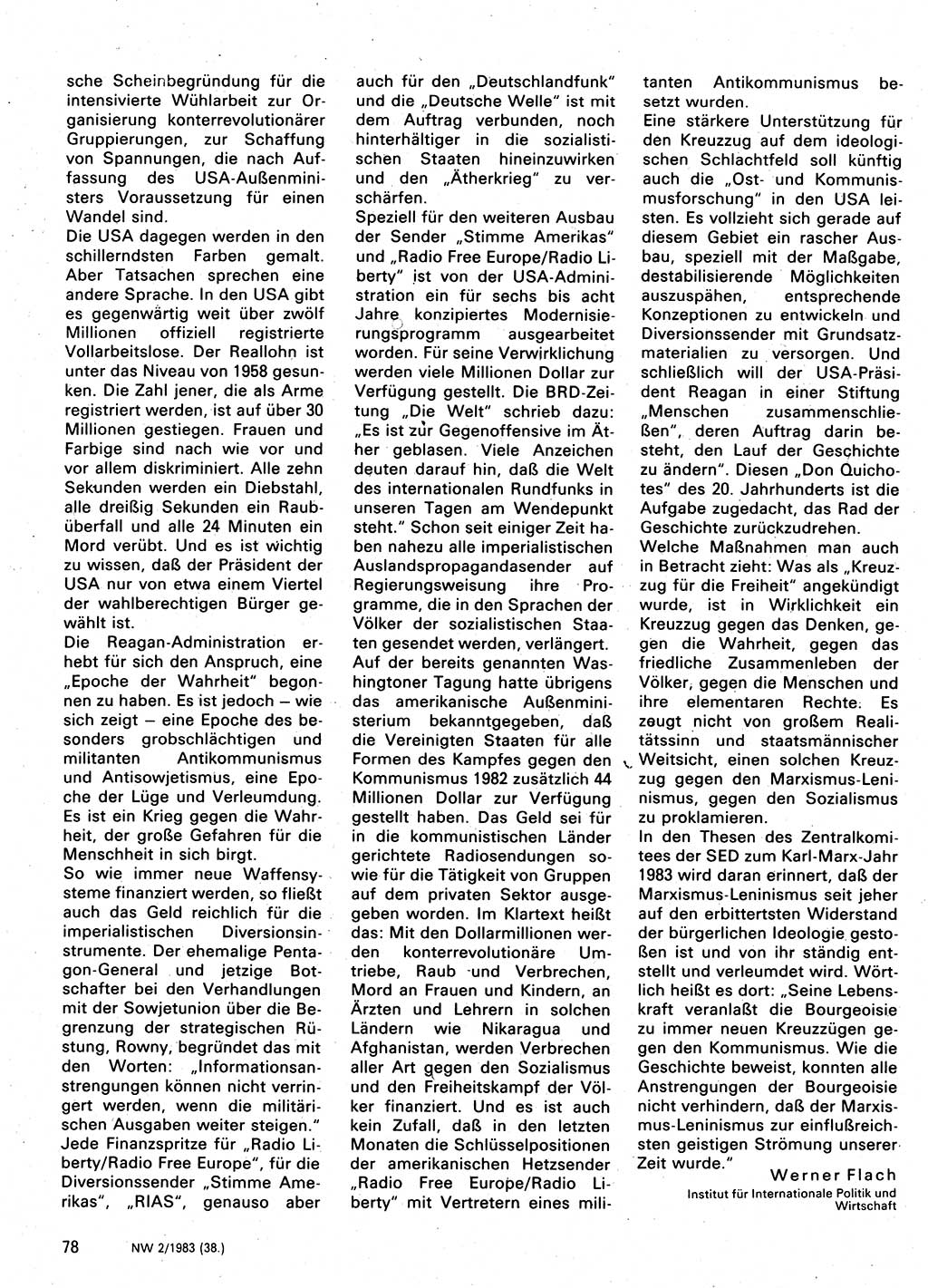 Neuer Weg (NW), Organ des Zentralkomitees (ZK) der SED (Sozialistische Einheitspartei Deutschlands) für Fragen des Parteilebens, 38. Jahrgang [Deutsche Demokratische Republik (DDR)] 1983, Seite 78 (NW ZK SED DDR 1983, S. 78)