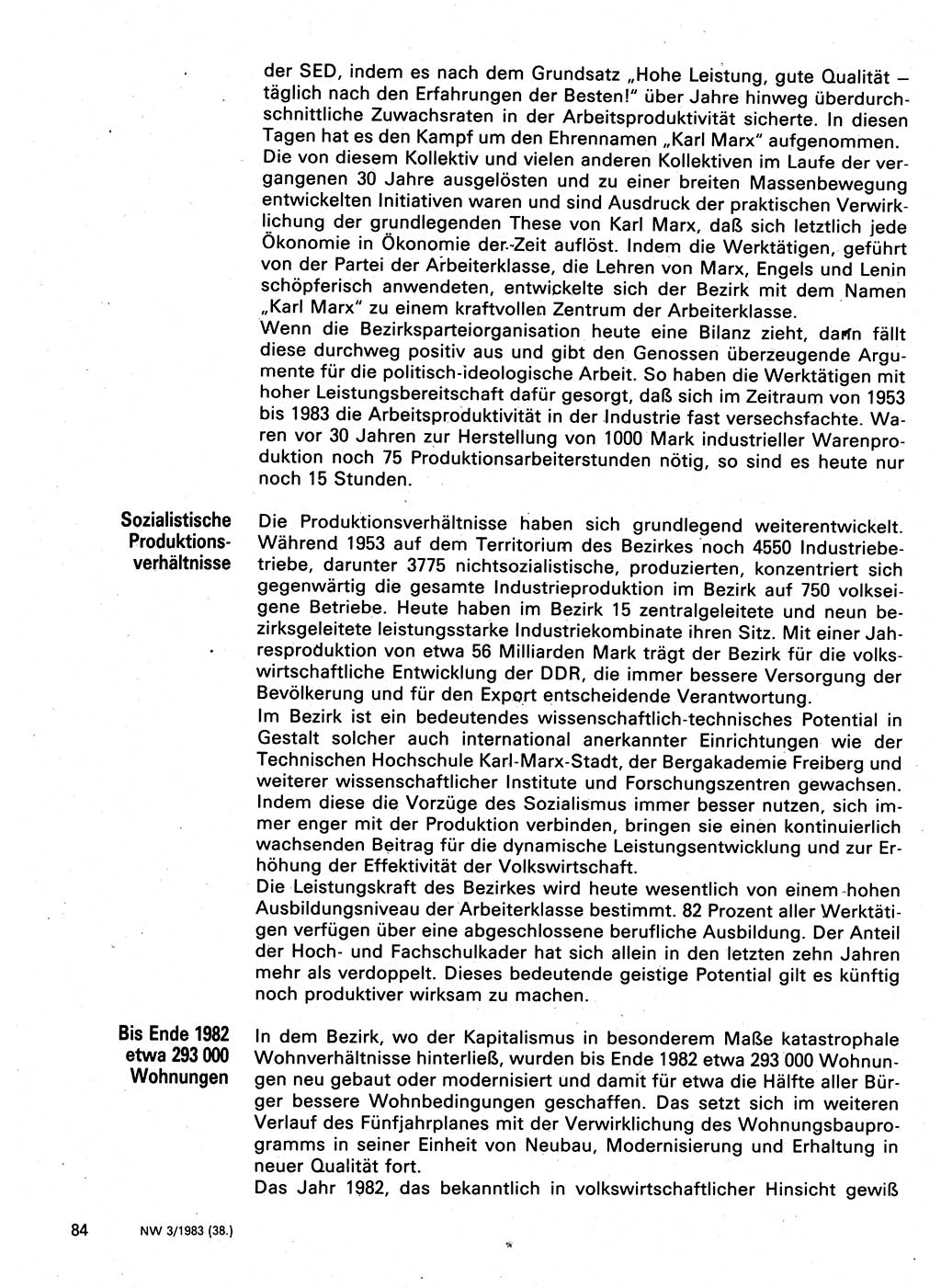 Neuer Weg (NW), Organ des Zentralkomitees (ZK) der SED (Sozialistische Einheitspartei Deutschlands) für Fragen des Parteilebens, 38. Jahrgang [Deutsche Demokratische Republik (DDR)] 1983, Seite 84 (NW ZK SED DDR 1983, S. 84)