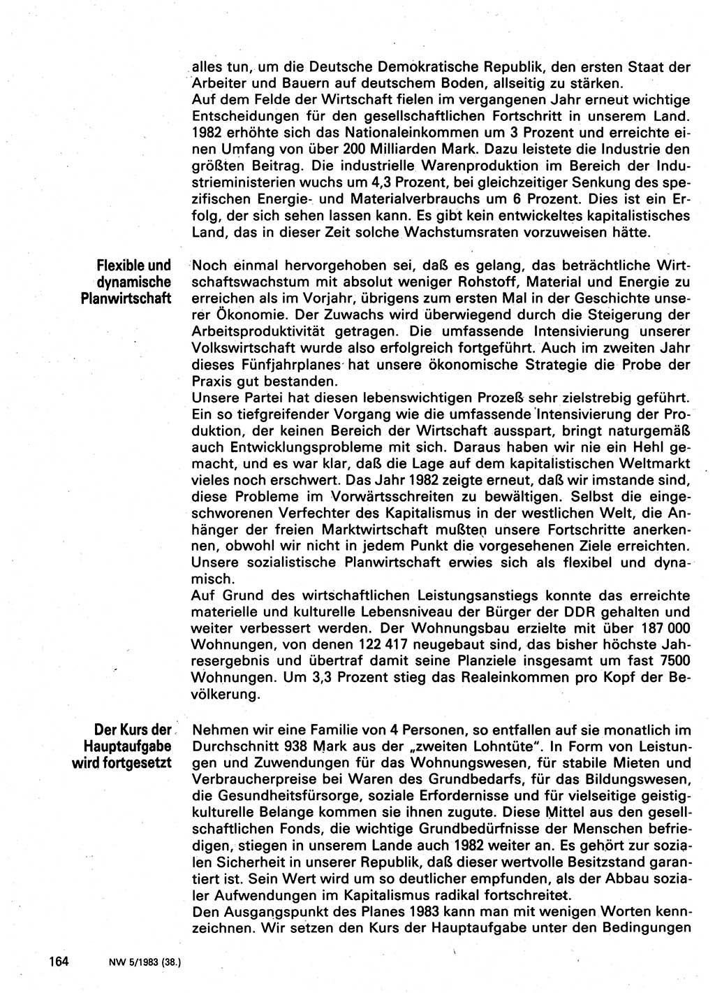 Neuer Weg (NW), Organ des Zentralkomitees (ZK) der SED (Sozialistische Einheitspartei Deutschlands) für Fragen des Parteilebens, 38. Jahrgang [Deutsche Demokratische Republik (DDR)] 1983, Seite 164 (NW ZK SED DDR 1983, S. 164)