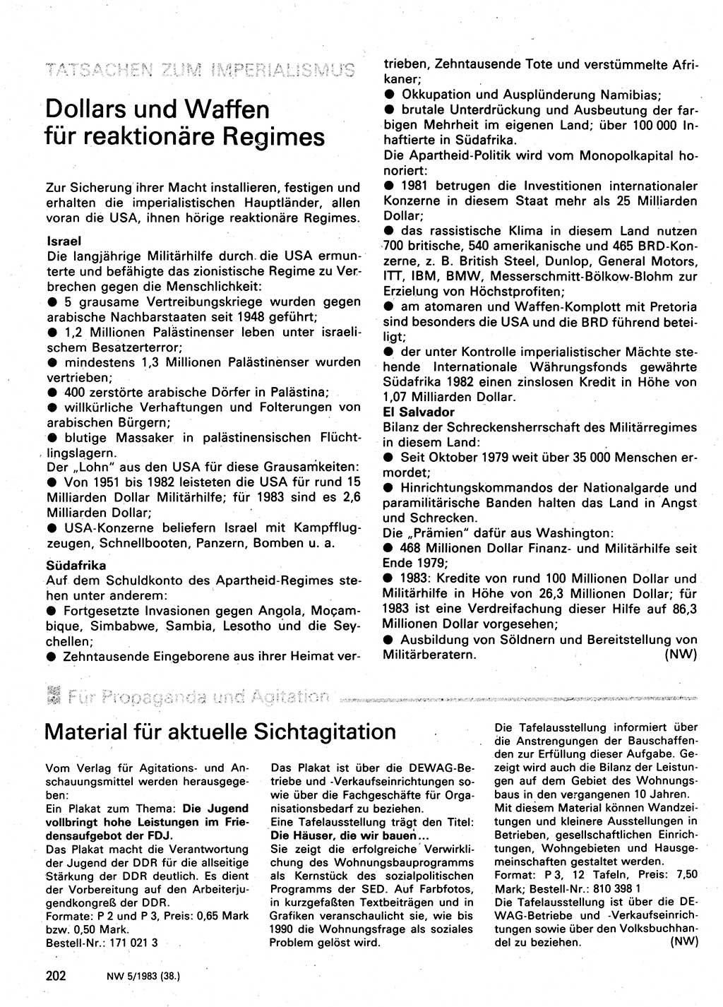 Neuer Weg (NW), Organ des Zentralkomitees (ZK) der SED (Sozialistische Einheitspartei Deutschlands) für Fragen des Parteilebens, 38. Jahrgang [Deutsche Demokratische Republik (DDR)] 1983, Seite 202 (NW ZK SED DDR 1983, S. 202)