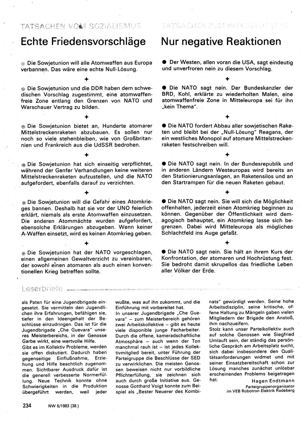 Neuer Weg (NW), Organ des Zentralkomitees (ZK) der SED (Sozialistische Einheitspartei Deutschlands) für Fragen des Parteilebens, 38. Jahrgang [Deutsche Demokratische Republik (DDR)] 1983, Seite 234 (NW ZK SED DDR 1983, S. 234)