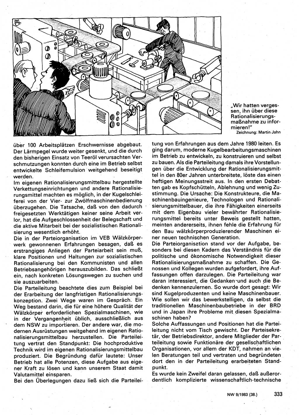 Neuer Weg (NW), Organ des Zentralkomitees (ZK) der SED (Sozialistische Einheitspartei Deutschlands) für Fragen des Parteilebens, 38. Jahrgang [Deutsche Demokratische Republik (DDR)] 1983, Seite 333 (NW ZK SED DDR 1983, S. 333)