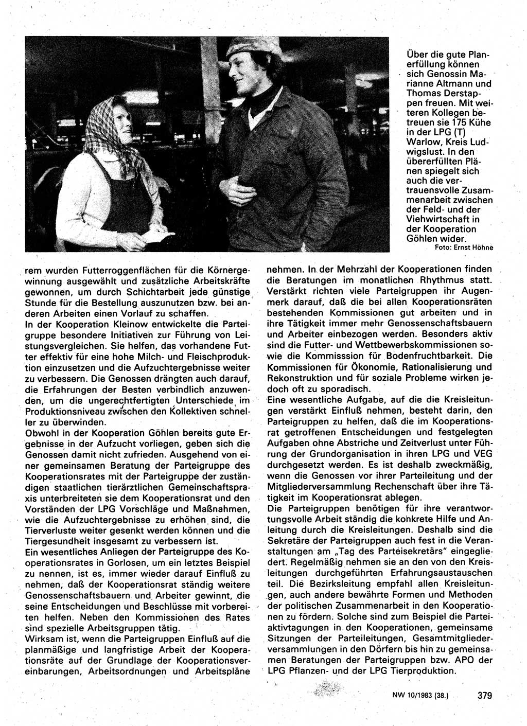 Neuer Weg (NW), Organ des Zentralkomitees (ZK) der SED (Sozialistische Einheitspartei Deutschlands) für Fragen des Parteilebens, 38. Jahrgang [Deutsche Demokratische Republik (DDR)] 1983, Seite 379 (NW ZK SED DDR 1983, S. 379)