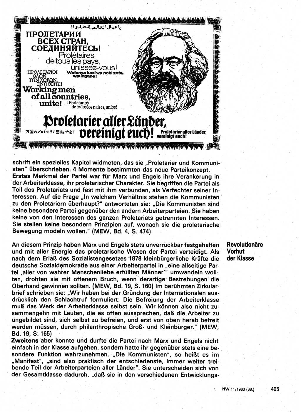 Neuer Weg (NW), Organ des Zentralkomitees (ZK) der SED (Sozialistische Einheitspartei Deutschlands) für Fragen des Parteilebens, 38. Jahrgang [Deutsche Demokratische Republik (DDR)] 1983, Seite 405 (NW ZK SED DDR 1983, S. 405)