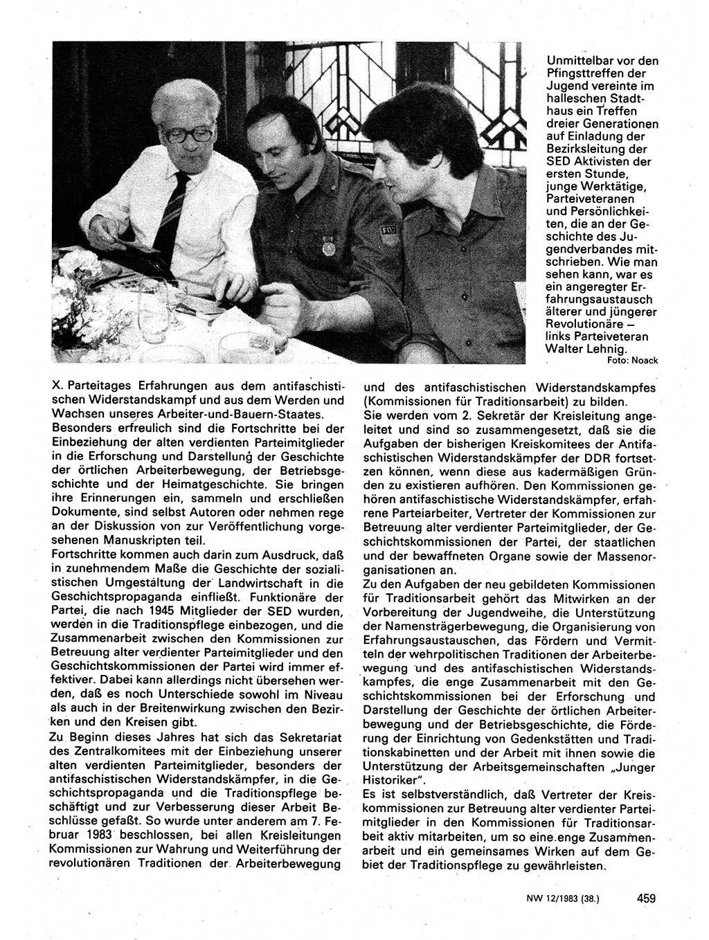 Neuer Weg (NW), Organ des Zentralkomitees (ZK) der SED (Sozialistische Einheitspartei Deutschlands) für Fragen des Parteilebens, 38. Jahrgang [Deutsche Demokratische Republik (DDR)] 1983, Seite 459 (NW ZK SED DDR 1983, S. 459)