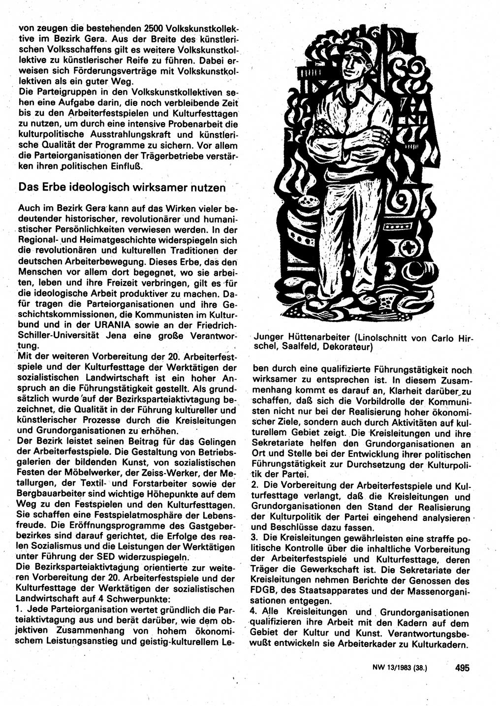 Neuer Weg (NW), Organ des Zentralkomitees (ZK) der SED (Sozialistische Einheitspartei Deutschlands) für Fragen des Parteilebens, 38. Jahrgang [Deutsche Demokratische Republik (DDR)] 1983, Seite 495 (NW ZK SED DDR 1983, S. 495)
