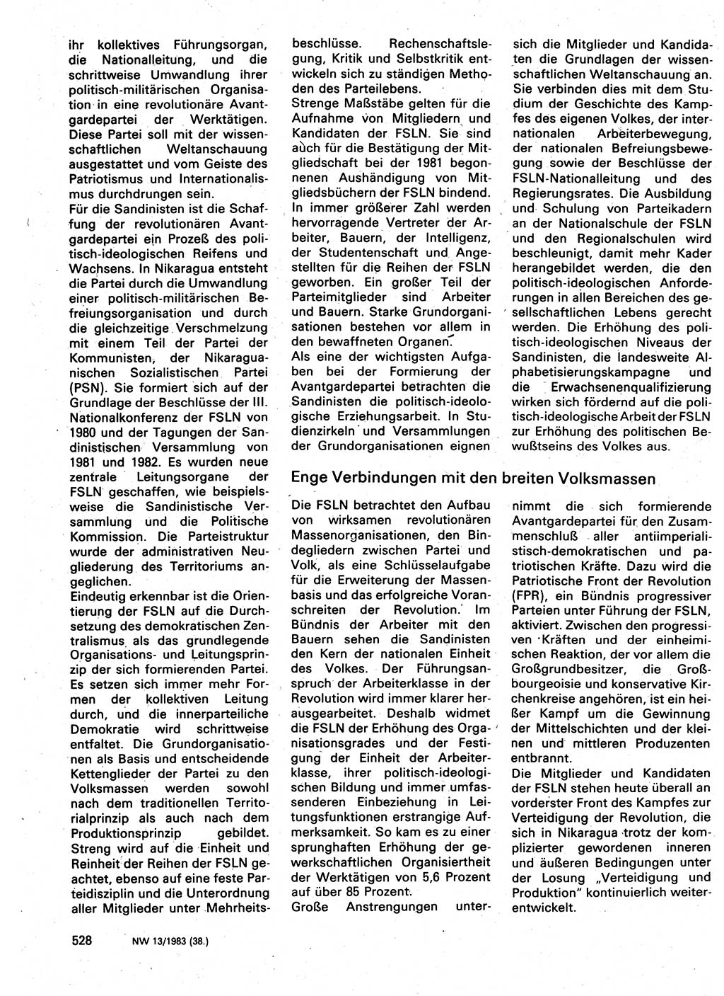 Neuer Weg (NW), Organ des Zentralkomitees (ZK) der SED (Sozialistische Einheitspartei Deutschlands) für Fragen des Parteilebens, 38. Jahrgang [Deutsche Demokratische Republik (DDR)] 1983, Seite 528 (NW ZK SED DDR 1983, S. 528)