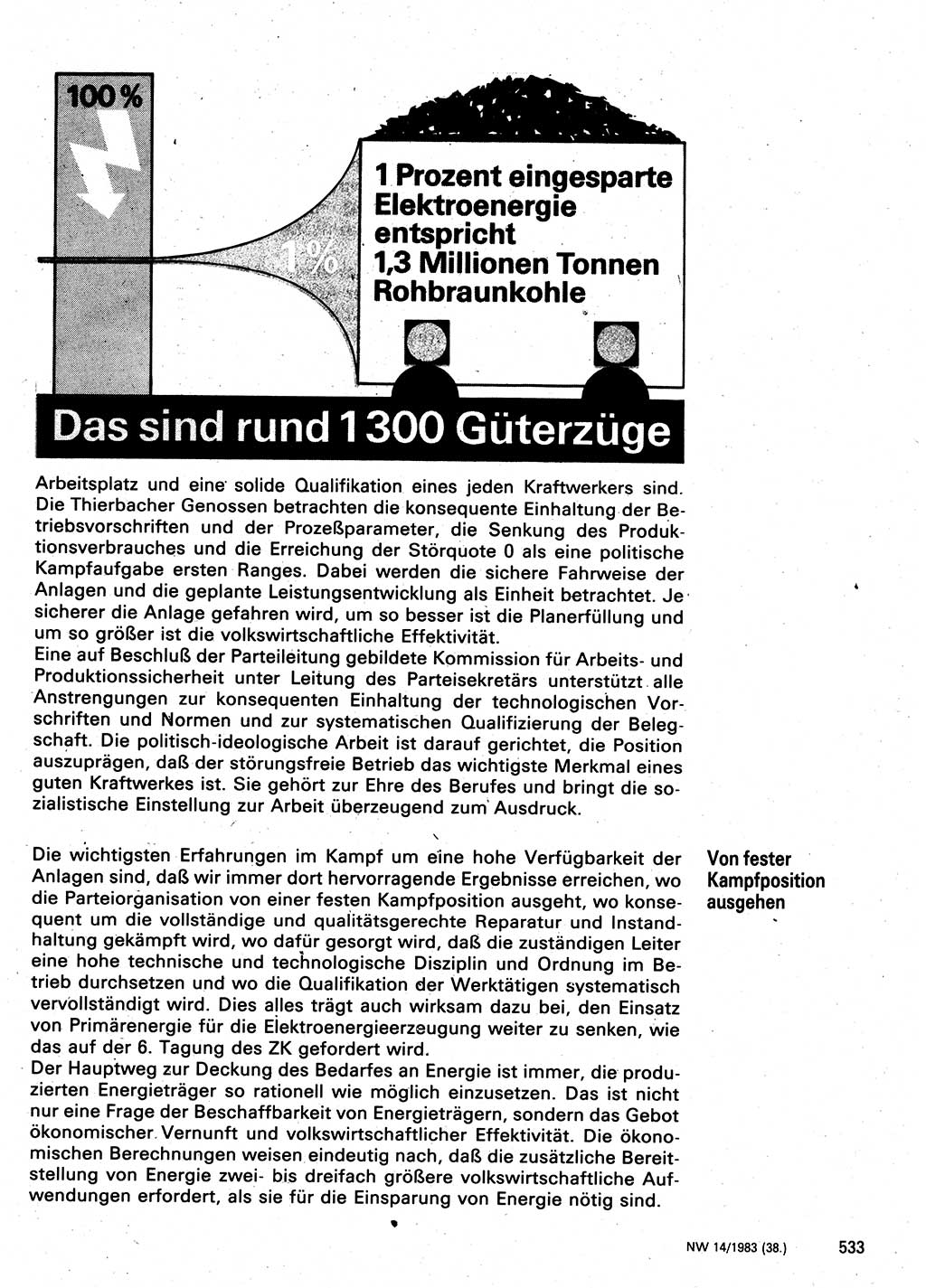 Neuer Weg (NW), Organ des Zentralkomitees (ZK) der SED (Sozialistische Einheitspartei Deutschlands) für Fragen des Parteilebens, 38. Jahrgang [Deutsche Demokratische Republik (DDR)] 1983, Seite 533 (NW ZK SED DDR 1983, S. 533)