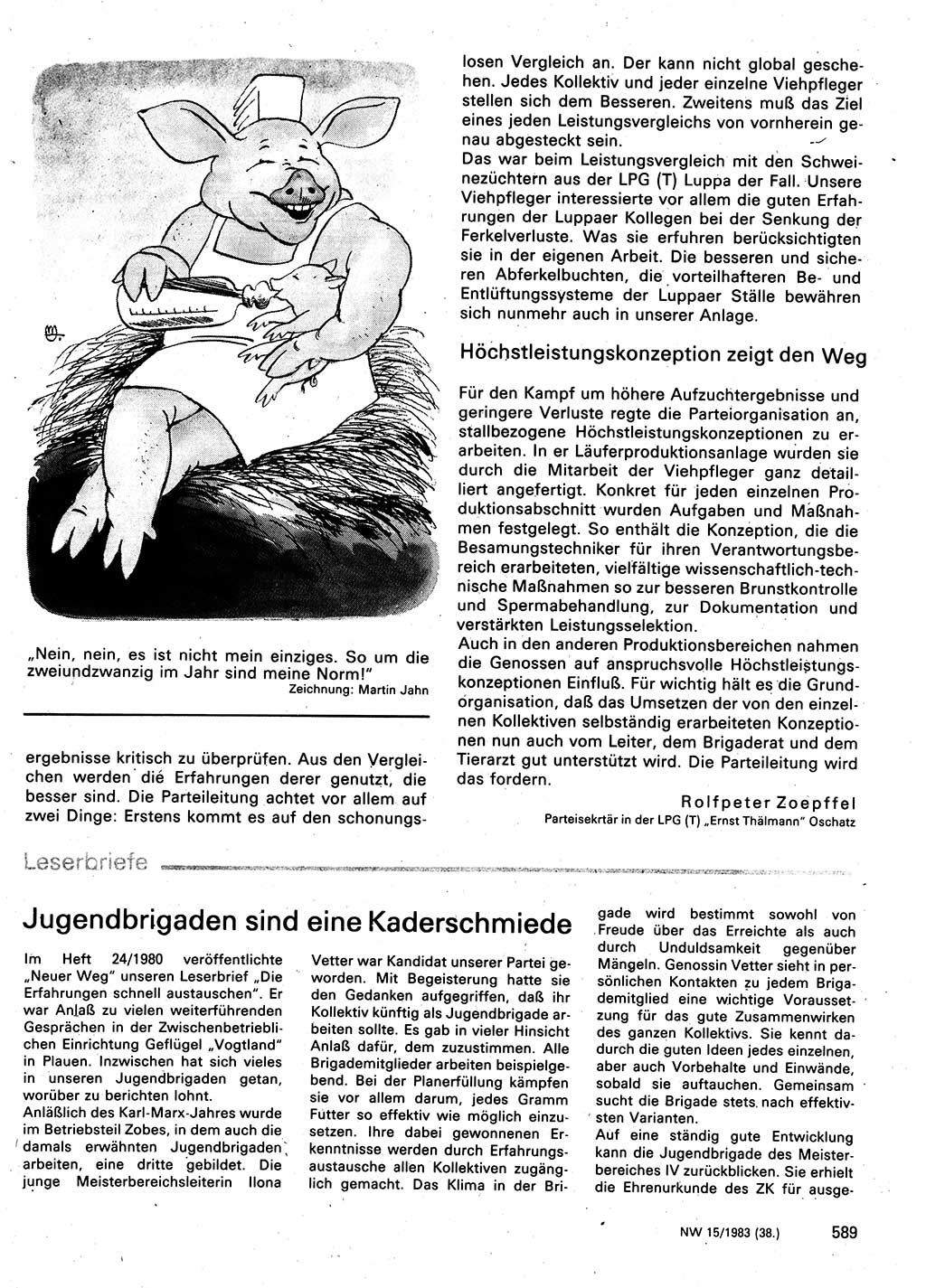 Neuer Weg (NW), Organ des Zentralkomitees (ZK) der SED (Sozialistische Einheitspartei Deutschlands) für Fragen des Parteilebens, 38. Jahrgang [Deutsche Demokratische Republik (DDR)] 1983, Seite 589 (NW ZK SED DDR 1983, S. 589)