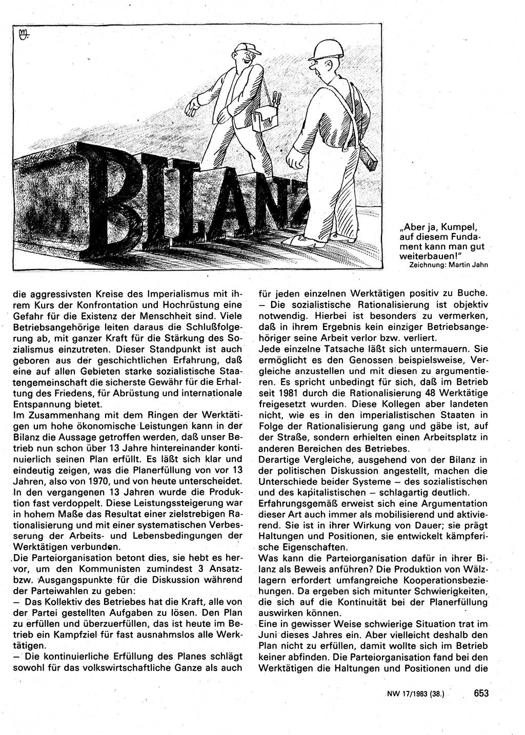 Neuer Weg (NW), Organ des Zentralkomitees (ZK) der SED (Sozialistische Einheitspartei Deutschlands) für Fragen des Parteilebens, 38. Jahrgang [Deutsche Demokratische Republik (DDR)] 1983, Seite 653 (NW ZK SED DDR 1983, S. 653)