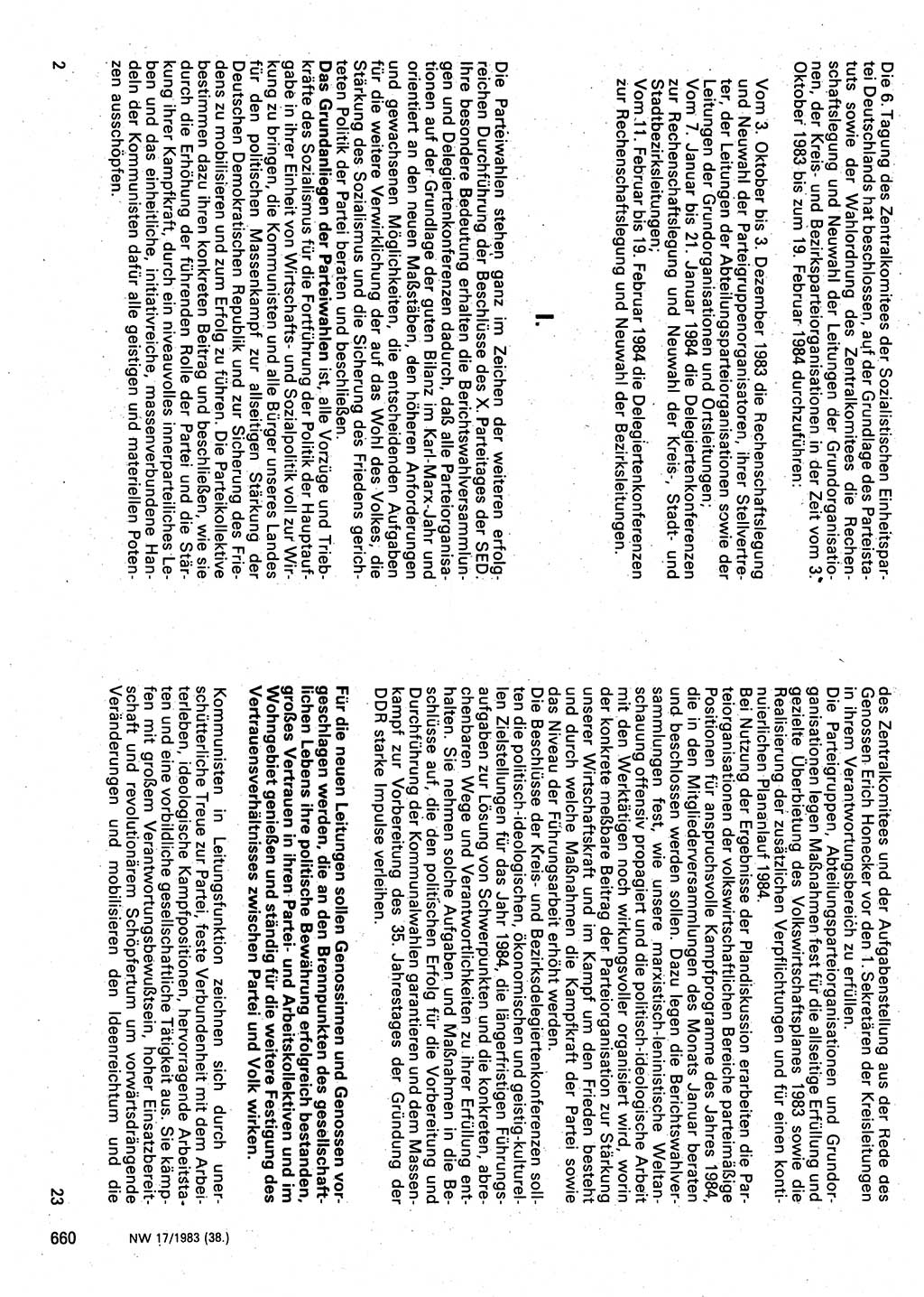 Neuer Weg (NW), Organ des Zentralkomitees (ZK) der SED (Sozialistische Einheitspartei Deutschlands) für Fragen des Parteilebens, 38. Jahrgang [Deutsche Demokratische Republik (DDR)] 1983, Seite 660 (NW ZK SED DDR 1983, S. 660)