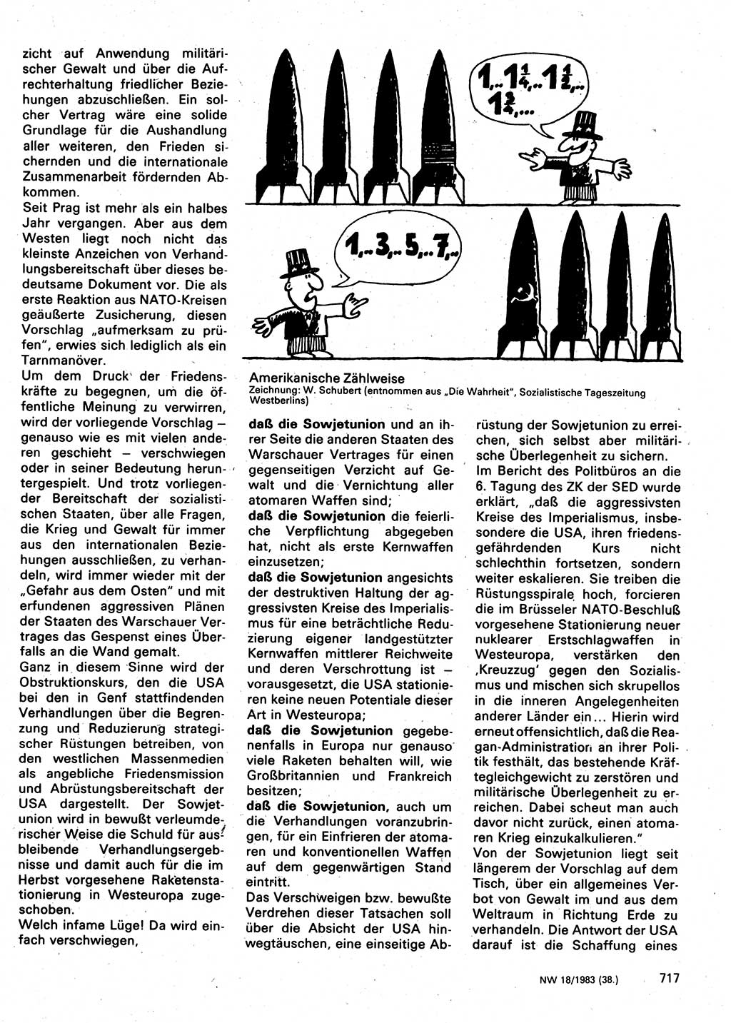 Neuer Weg (NW), Organ des Zentralkomitees (ZK) der SED (Sozialistische Einheitspartei Deutschlands) für Fragen des Parteilebens, 38. Jahrgang [Deutsche Demokratische Republik (DDR)] 1983, Seite 717 (NW ZK SED DDR 1983, S. 717)