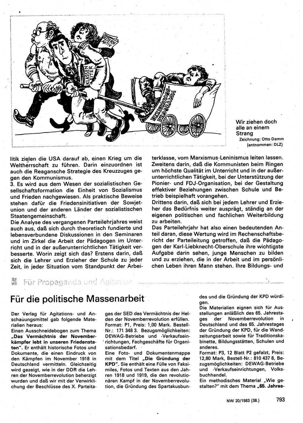 Neuer Weg (NW), Organ des Zentralkomitees (ZK) der SED (Sozialistische Einheitspartei Deutschlands) für Fragen des Parteilebens, 38. Jahrgang [Deutsche Demokratische Republik (DDR)] 1983, Seite 793 (NW ZK SED DDR 1983, S. 793)