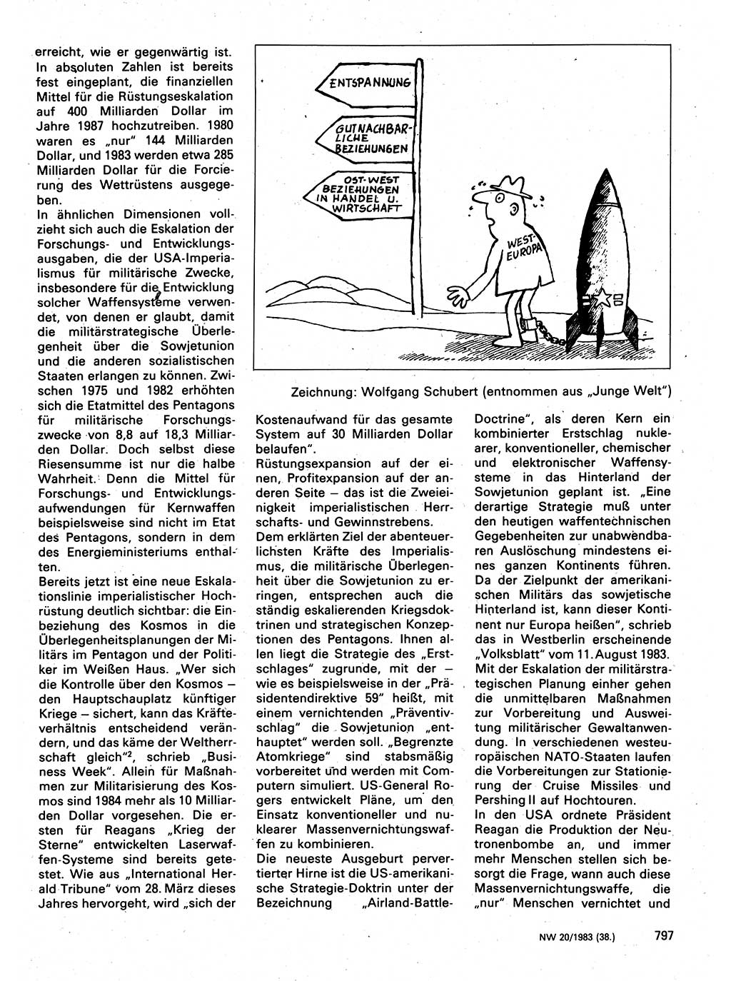 Neuer Weg (NW), Organ des Zentralkomitees (ZK) der SED (Sozialistische Einheitspartei Deutschlands) für Fragen des Parteilebens, 38. Jahrgang [Deutsche Demokratische Republik (DDR)] 1983, Seite 797 (NW ZK SED DDR 1983, S. 797)