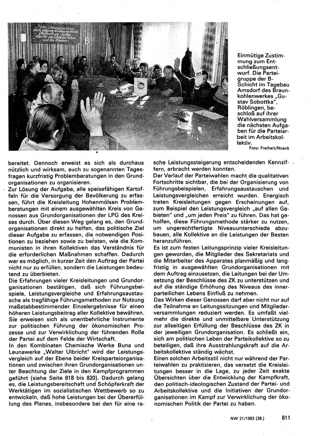 Neuer Weg (NW), Organ des Zentralkomitees (ZK) der SED (Sozialistische Einheitspartei Deutschlands) für Fragen des Parteilebens, 38. Jahrgang [Deutsche Demokratische Republik (DDR)] 1983, Seite 811 (NW ZK SED DDR 1983, S. 811)