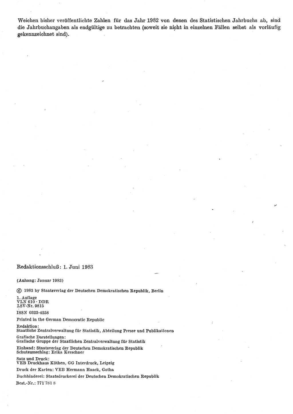 Statistisches Jahrbuch der Deutschen Demokratischen Republik (DDR) 1983, Seite 2 (Stat. Jb. DDR 1983, S. 2)