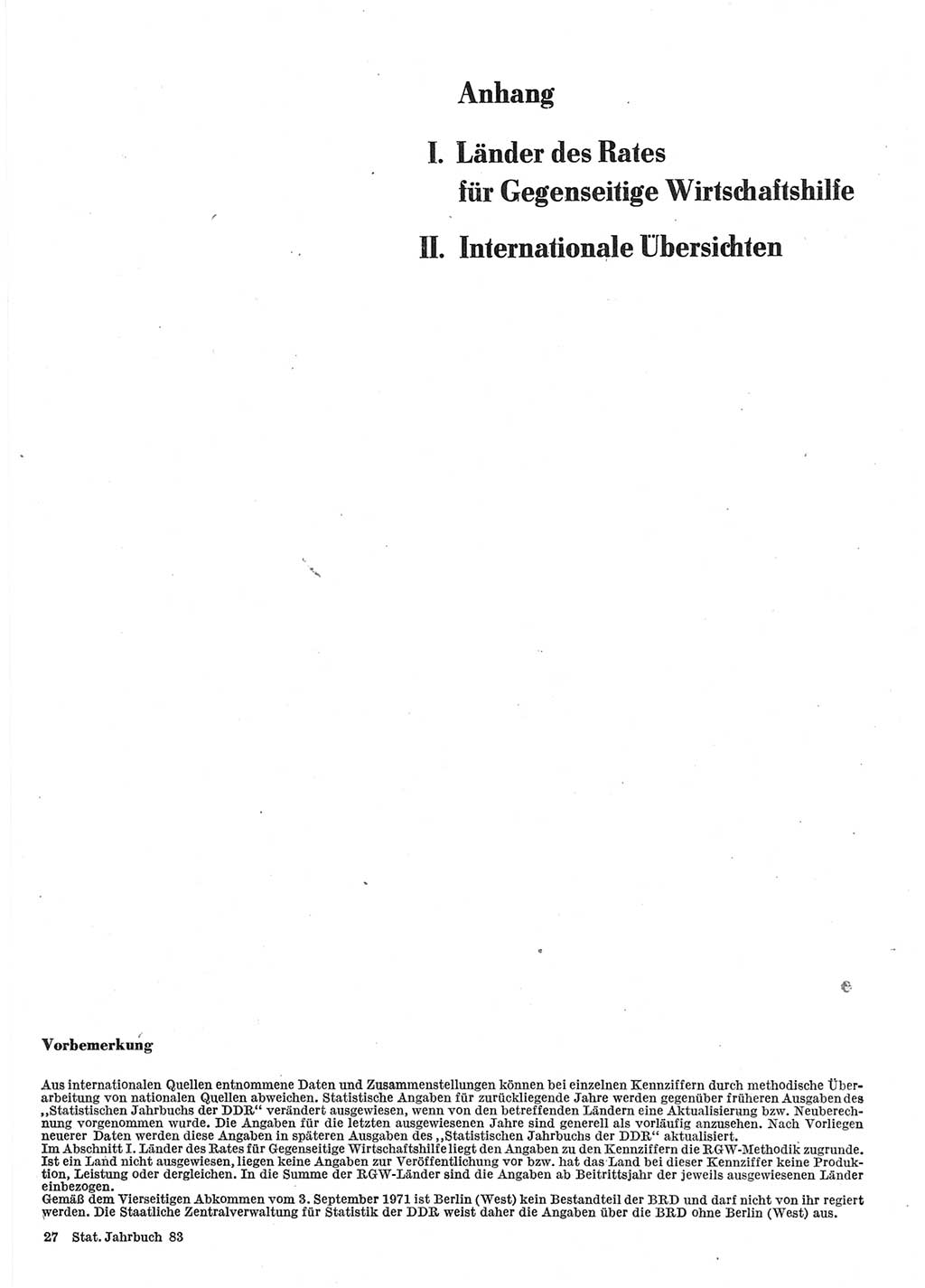 Statistisches Jahrbuch der Deutschen Demokratischen Republik (DDR) 1983, Seite 1 (Stat. Jb. DDR 1983, S. 1)