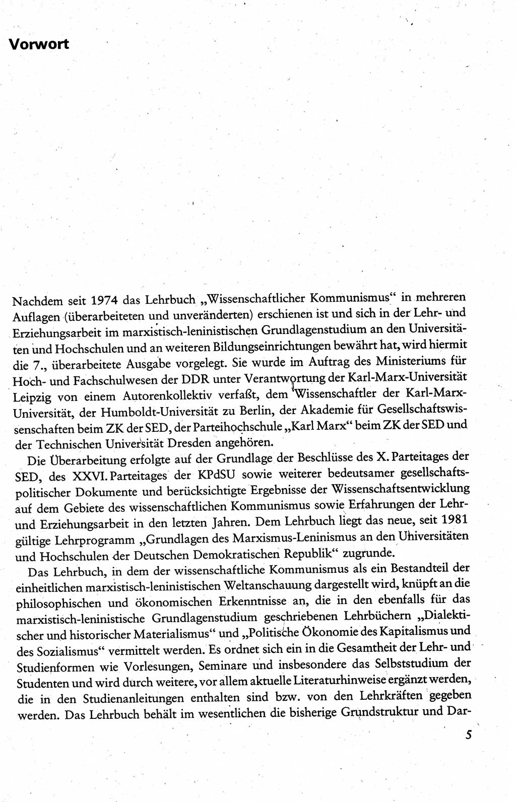 Wissenschaftlicher Kommunismus [Deutsche Demokratische Republik (DDR)], Lehrbuch für das marxistisch-leninistische Grundlagenstudium 1983, Seite 5 (Wiss. Komm. DDR Lb. 1983, S. 5)