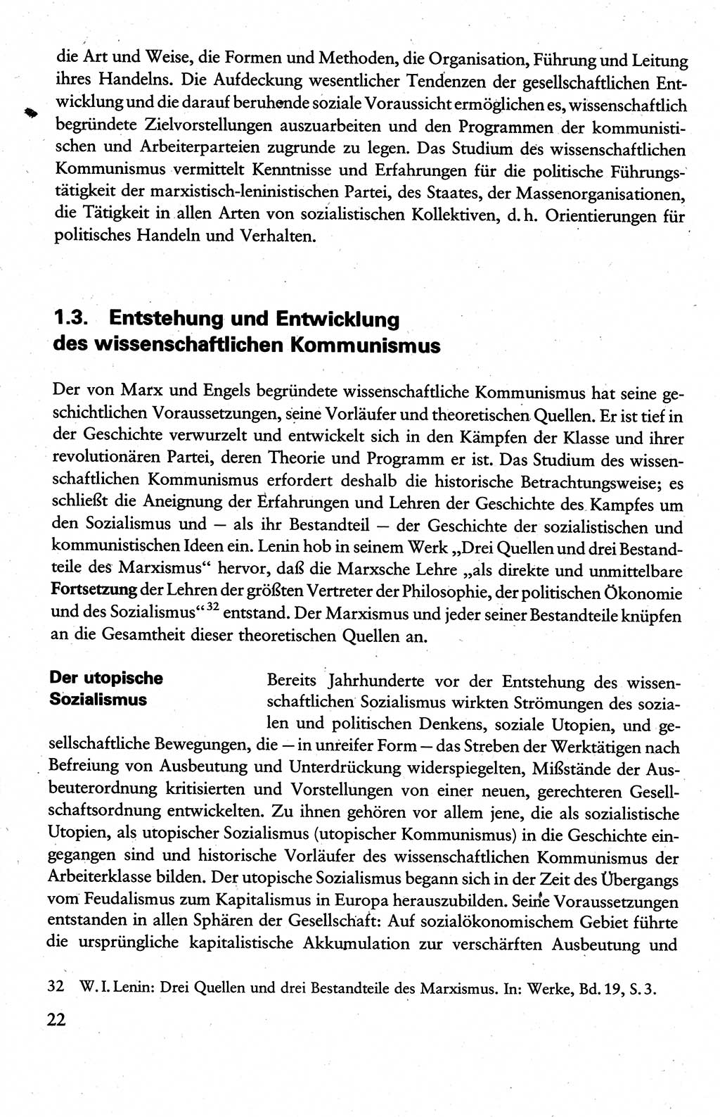 Wissenschaftlicher Kommunismus [Deutsche Demokratische Republik (DDR)], Lehrbuch für das marxistisch-leninistische Grundlagenstudium 1983, Seite 22 (Wiss. Komm. DDR Lb. 1983, S. 22)