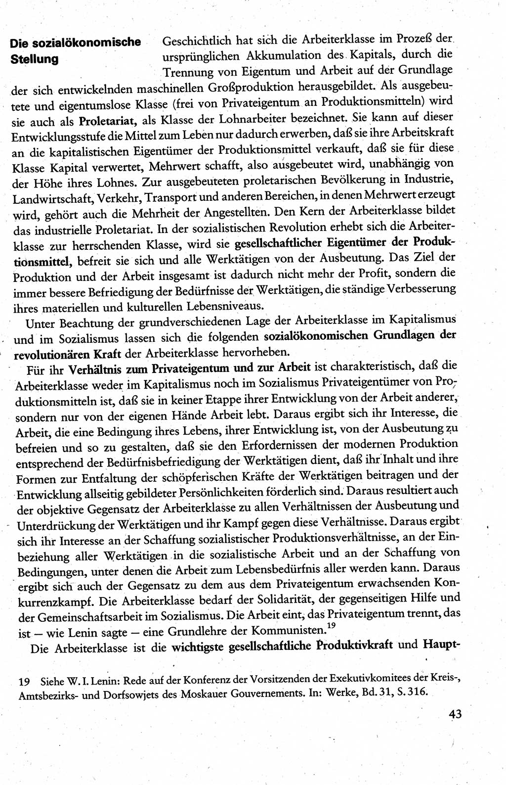 Wissenschaftlicher Kommunismus [Deutsche Demokratische Republik (DDR)], Lehrbuch für das marxistisch-leninistische Grundlagenstudium 1983, Seite 43 (Wiss. Komm. DDR Lb. 1983, S. 43)