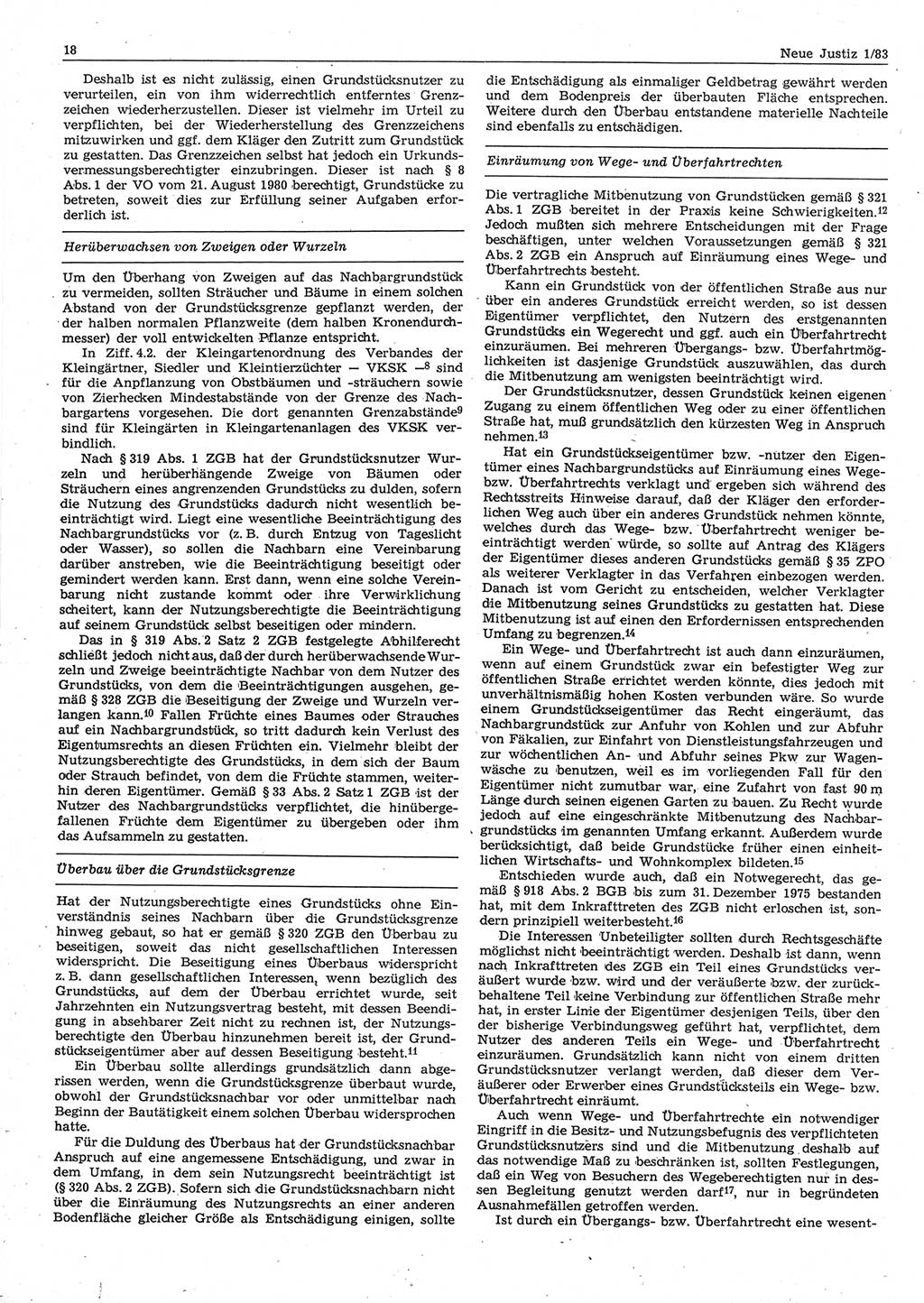Neue Justiz (NJ), Zeitschrift für sozialistisches Recht und Gesetzlichkeit [Deutsche Demokratische Republik (DDR)], 37. Jahrgang 1983, Seite 18 (NJ DDR 1983, S. 18)