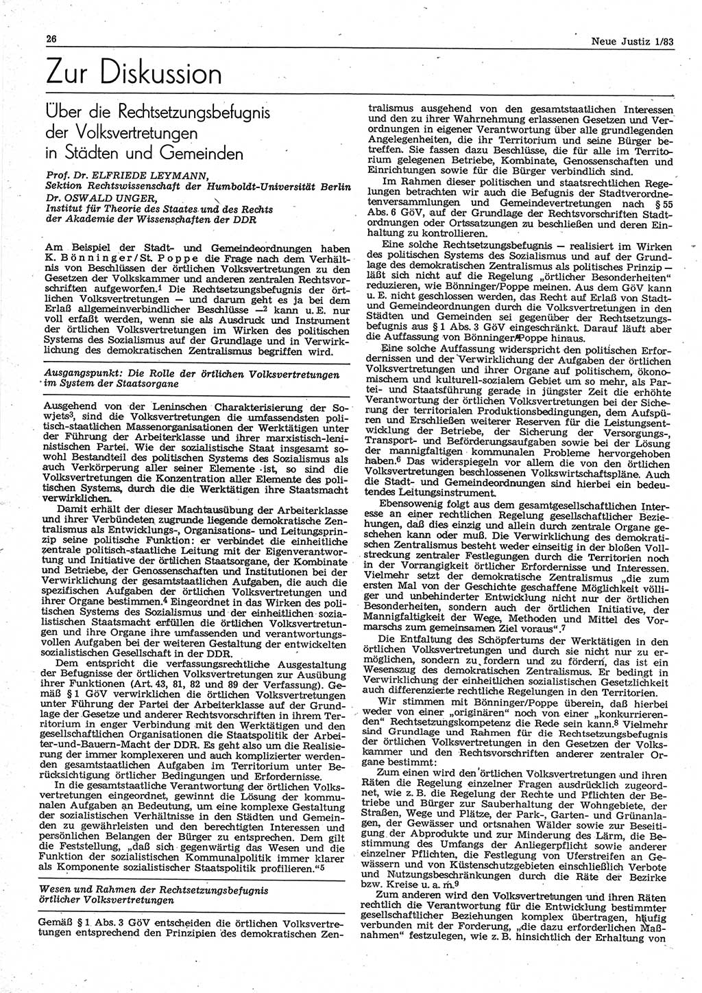 Neue Justiz (NJ), Zeitschrift für sozialistisches Recht und Gesetzlichkeit [Deutsche Demokratische Republik (DDR)], 37. Jahrgang 1983, Seite 26 (NJ DDR 1983, S. 26)