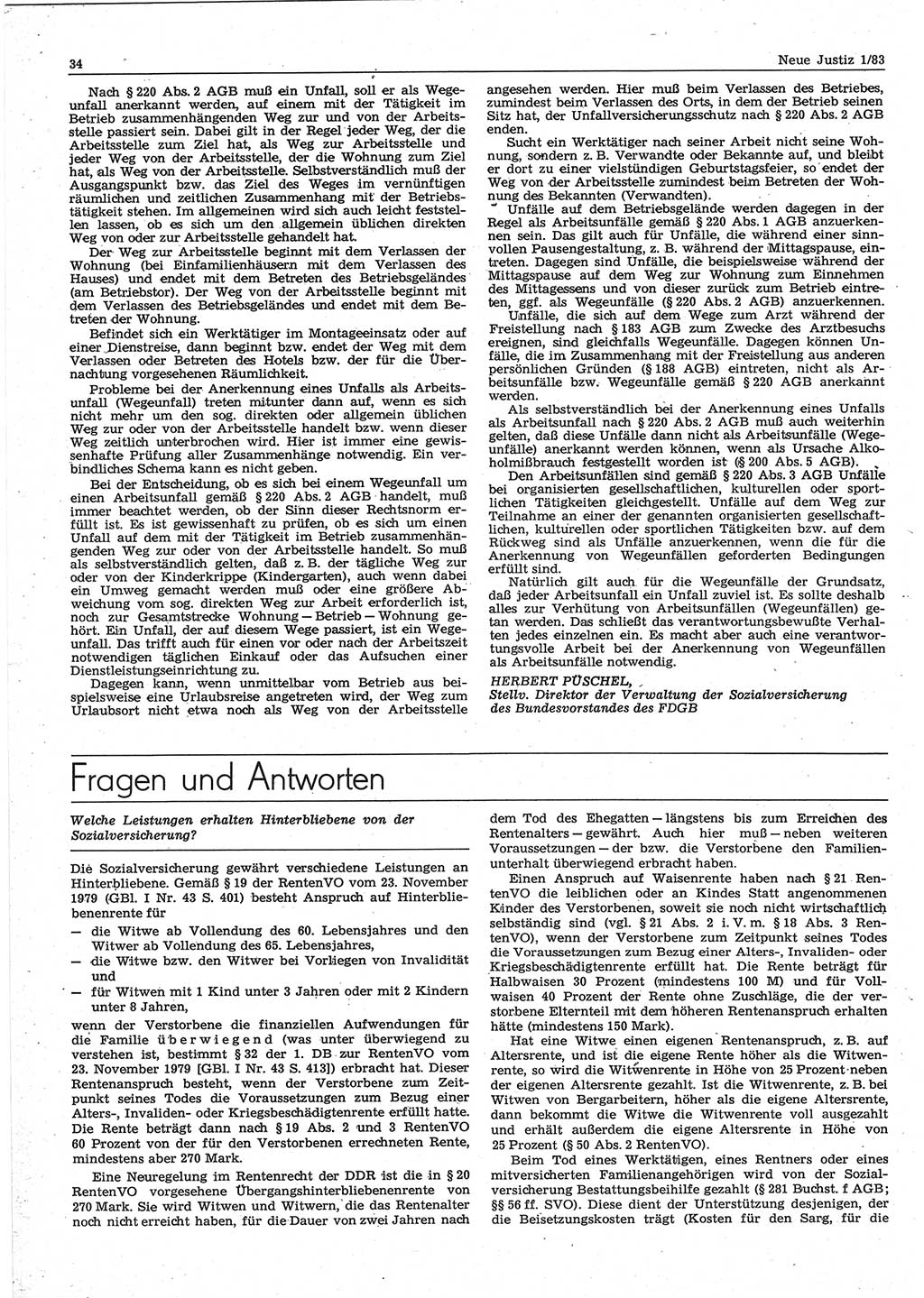 Neue Justiz (NJ), Zeitschrift für sozialistisches Recht und Gesetzlichkeit [Deutsche Demokratische Republik (DDR)], 37. Jahrgang 1983, Seite 34 (NJ DDR 1983, S. 34)