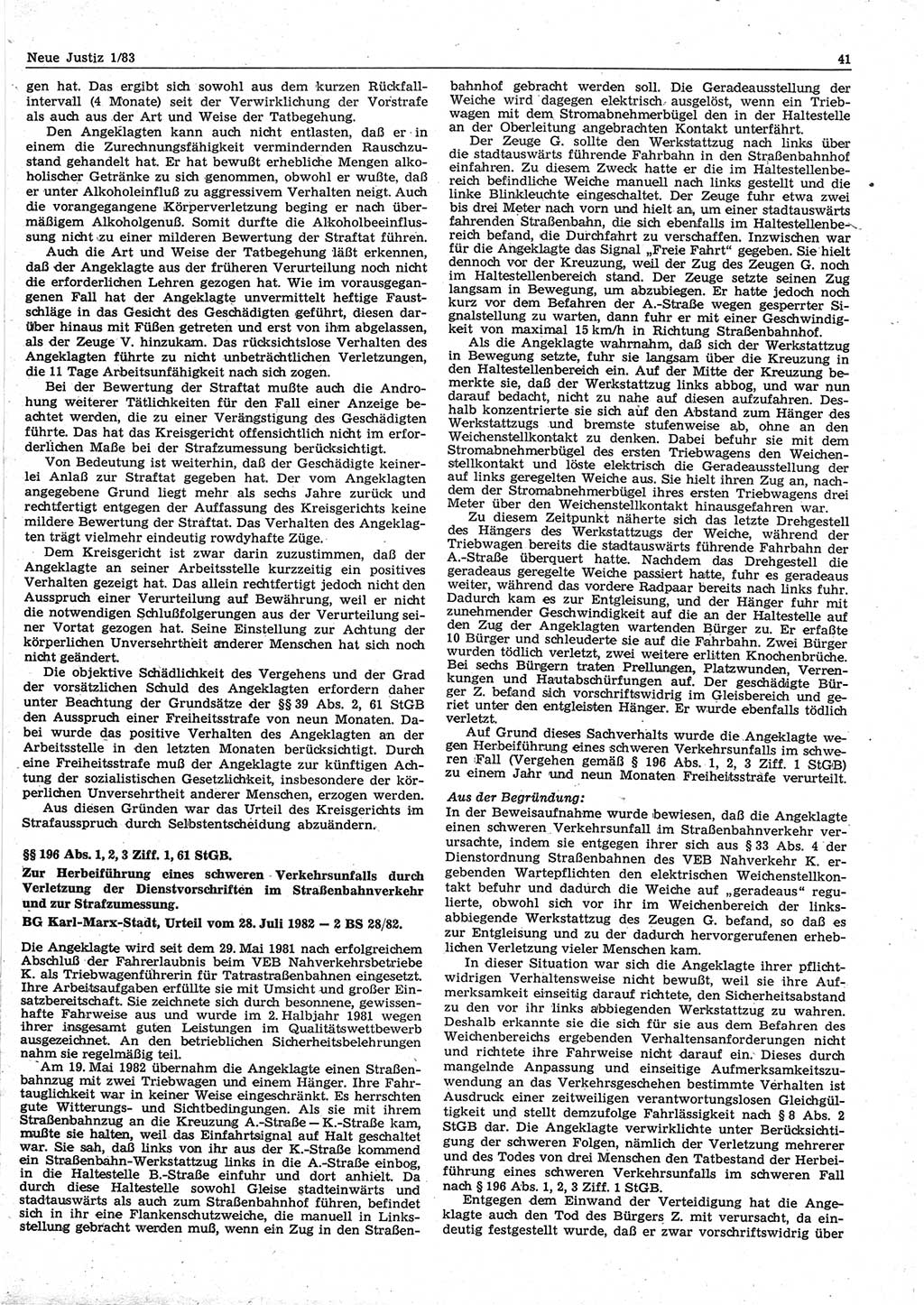 Neue Justiz (NJ), Zeitschrift für sozialistisches Recht und Gesetzlichkeit [Deutsche Demokratische Republik (DDR)], 37. Jahrgang 1983, Seite 41 (NJ DDR 1983, S. 41)