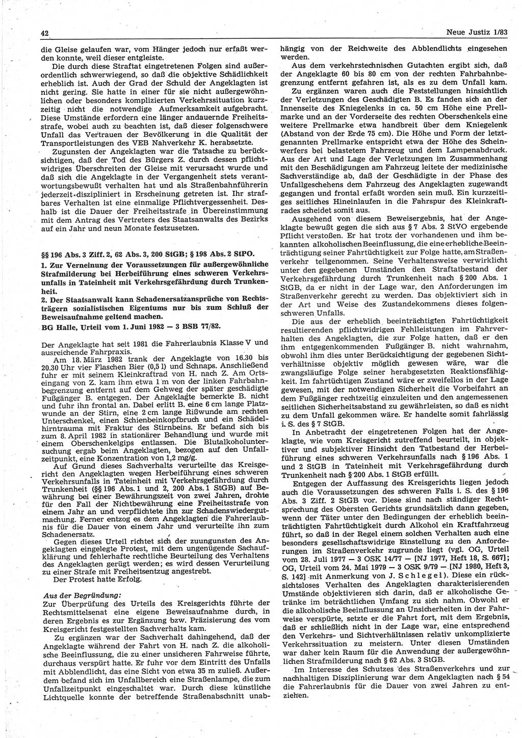 Neue Justiz (NJ), Zeitschrift für sozialistisches Recht und Gesetzlichkeit [Deutsche Demokratische Republik (DDR)], 37. Jahrgang 1983, Seite 42 (NJ DDR 1983, S. 42)