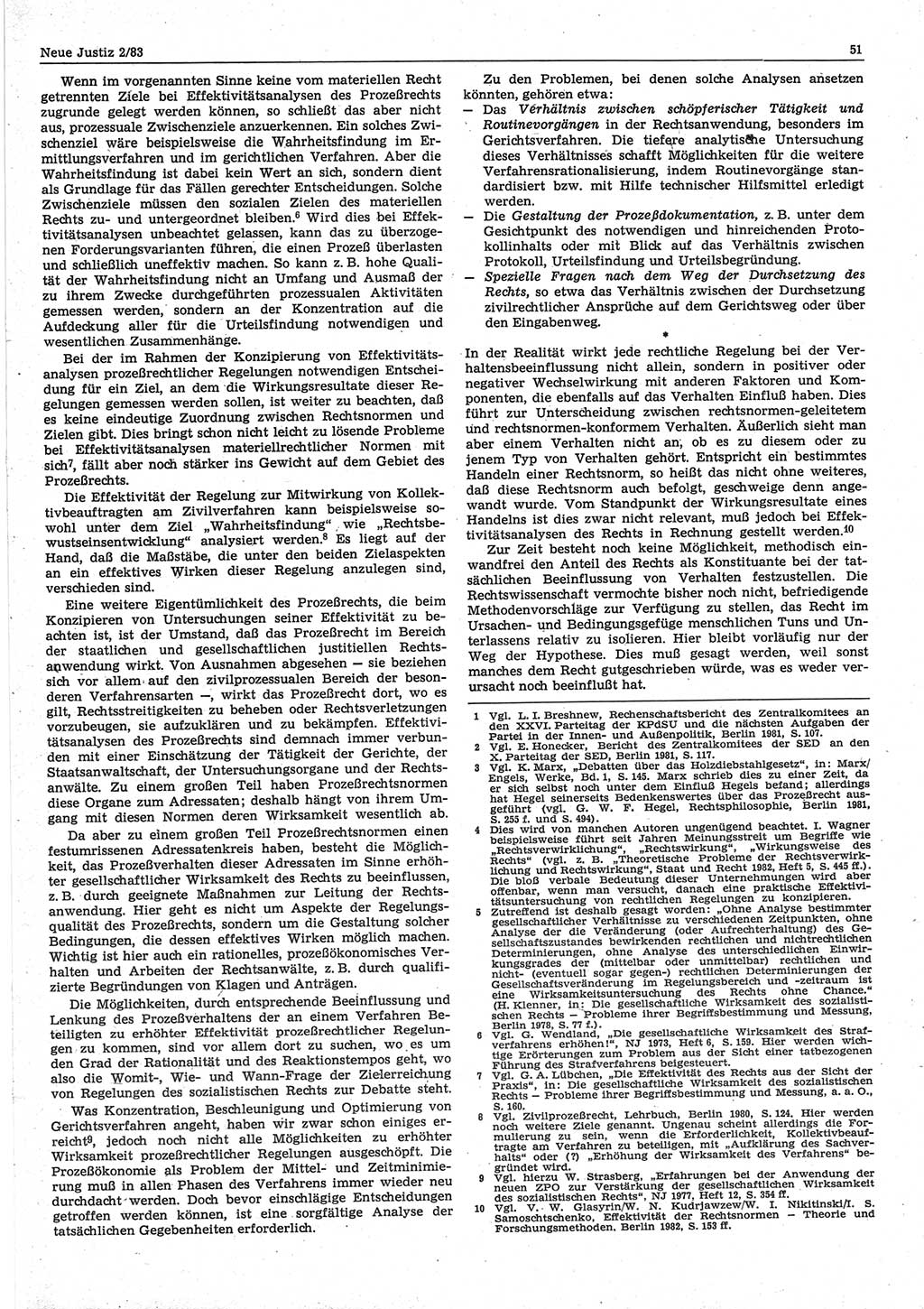 Neue Justiz (NJ), Zeitschrift für sozialistisches Recht und Gesetzlichkeit [Deutsche Demokratische Republik (DDR)], 37. Jahrgang 1983, Seite 51 (NJ DDR 1983, S. 51)