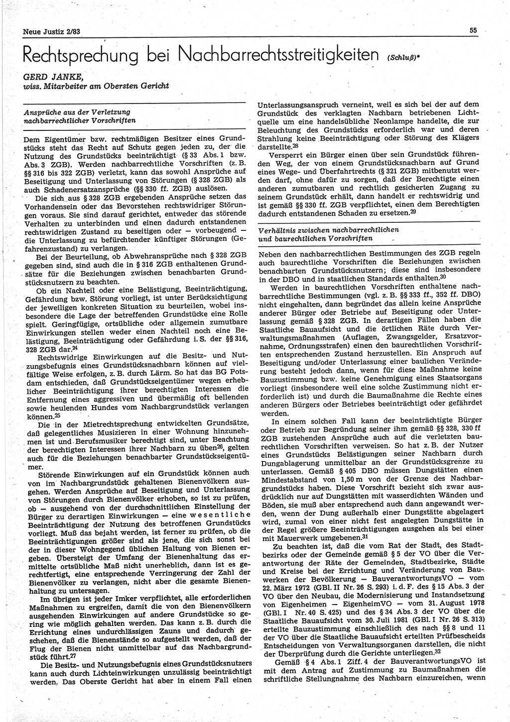 Neue Justiz (NJ), Zeitschrift für sozialistisches Recht und Gesetzlichkeit [Deutsche Demokratische Republik (DDR)], 37. Jahrgang 1983, Seite 55 (NJ DDR 1983, S. 55)
