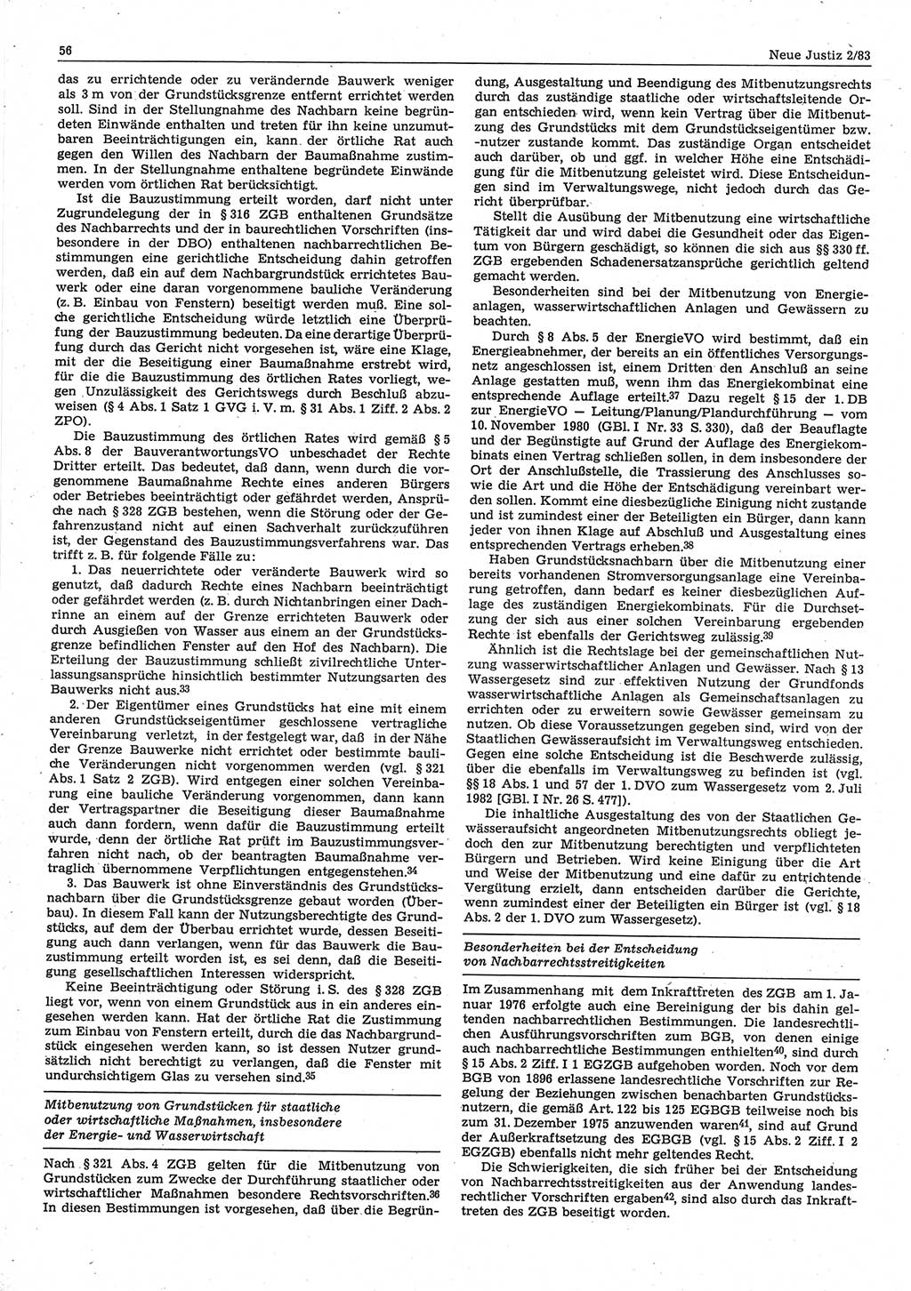 Neue Justiz (NJ), Zeitschrift für sozialistisches Recht und Gesetzlichkeit [Deutsche Demokratische Republik (DDR)], 37. Jahrgang 1983, Seite 56 (NJ DDR 1983, S. 56)