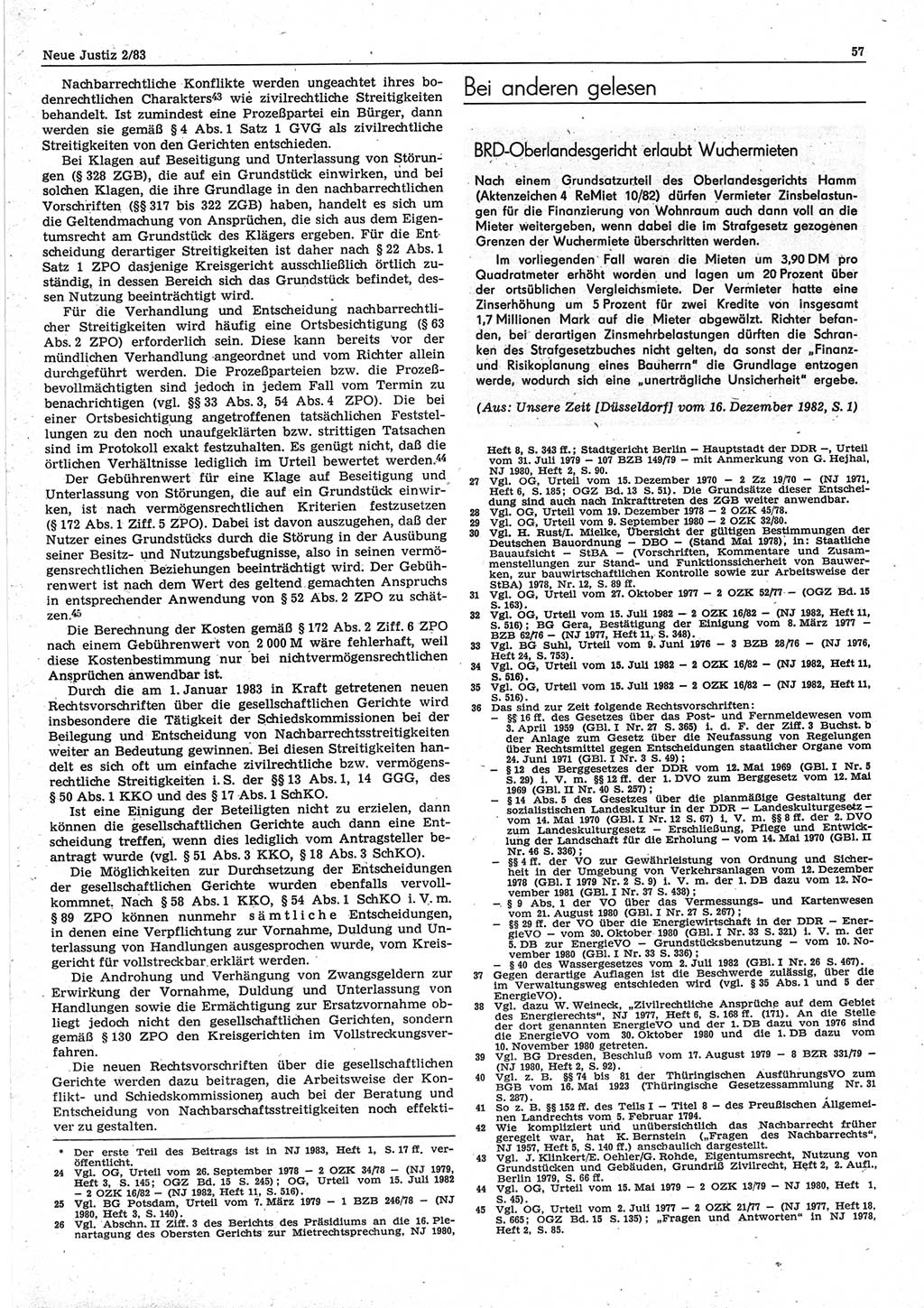 Neue Justiz (NJ), Zeitschrift für sozialistisches Recht und Gesetzlichkeit [Deutsche Demokratische Republik (DDR)], 37. Jahrgang 1983, Seite 57 (NJ DDR 1983, S. 57)