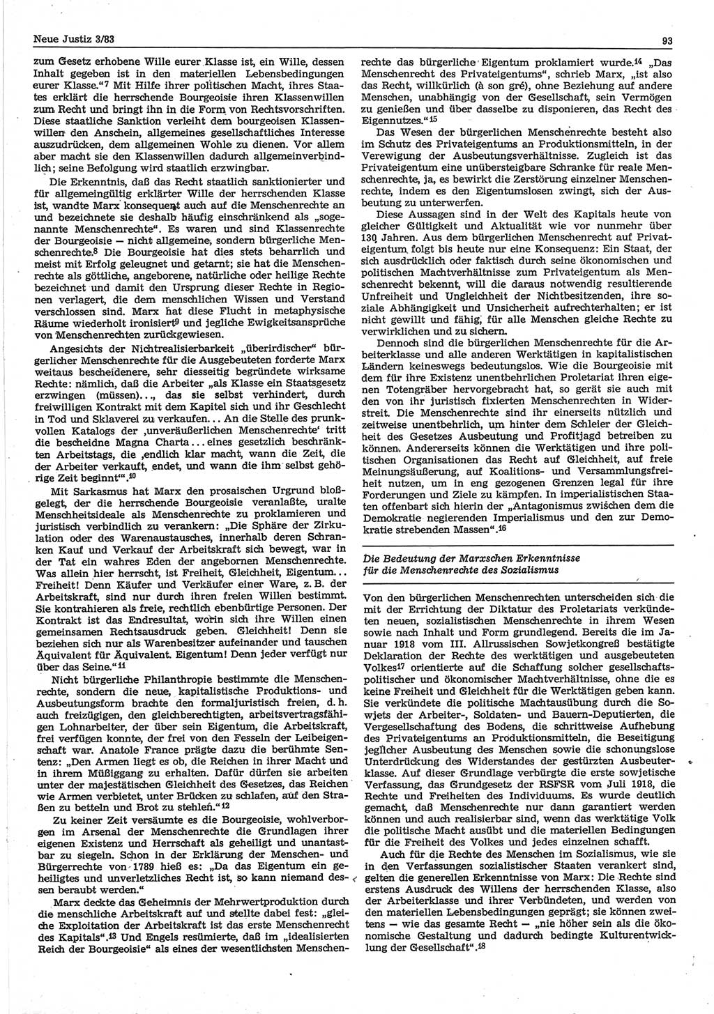 Neue Justiz (NJ), Zeitschrift für sozialistisches Recht und Gesetzlichkeit [Deutsche Demokratische Republik (DDR)], 37. Jahrgang 1983, Seite 93 (NJ DDR 1983, S. 93)