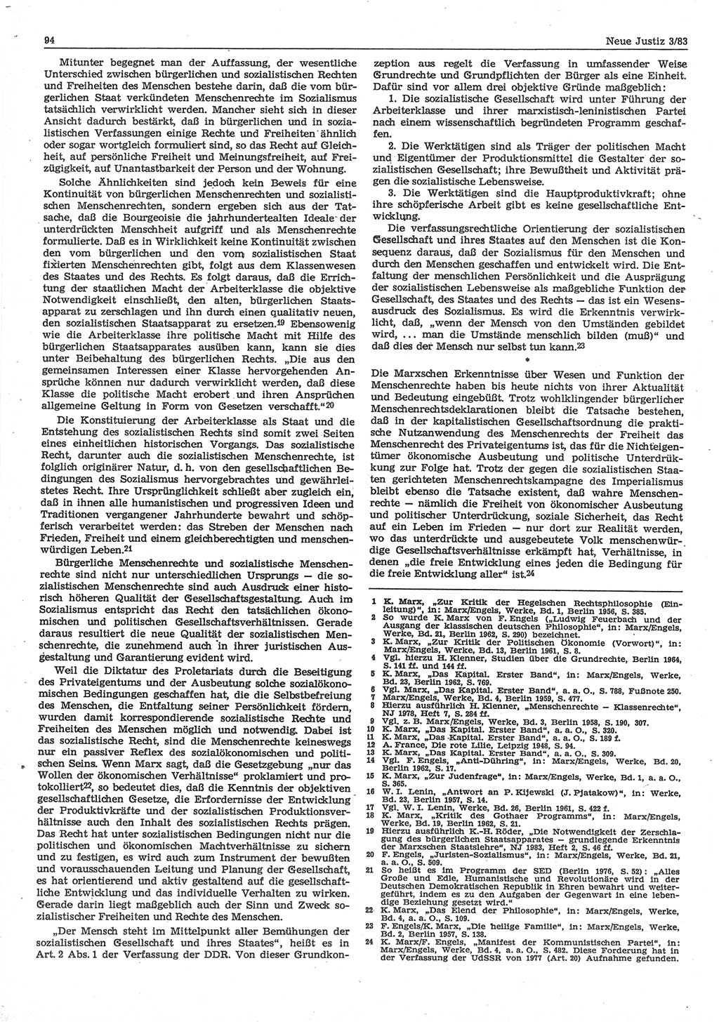 Neue Justiz (NJ), Zeitschrift für sozialistisches Recht und Gesetzlichkeit [Deutsche Demokratische Republik (DDR)], 37. Jahrgang 1983, Seite 94 (NJ DDR 1983, S. 94)