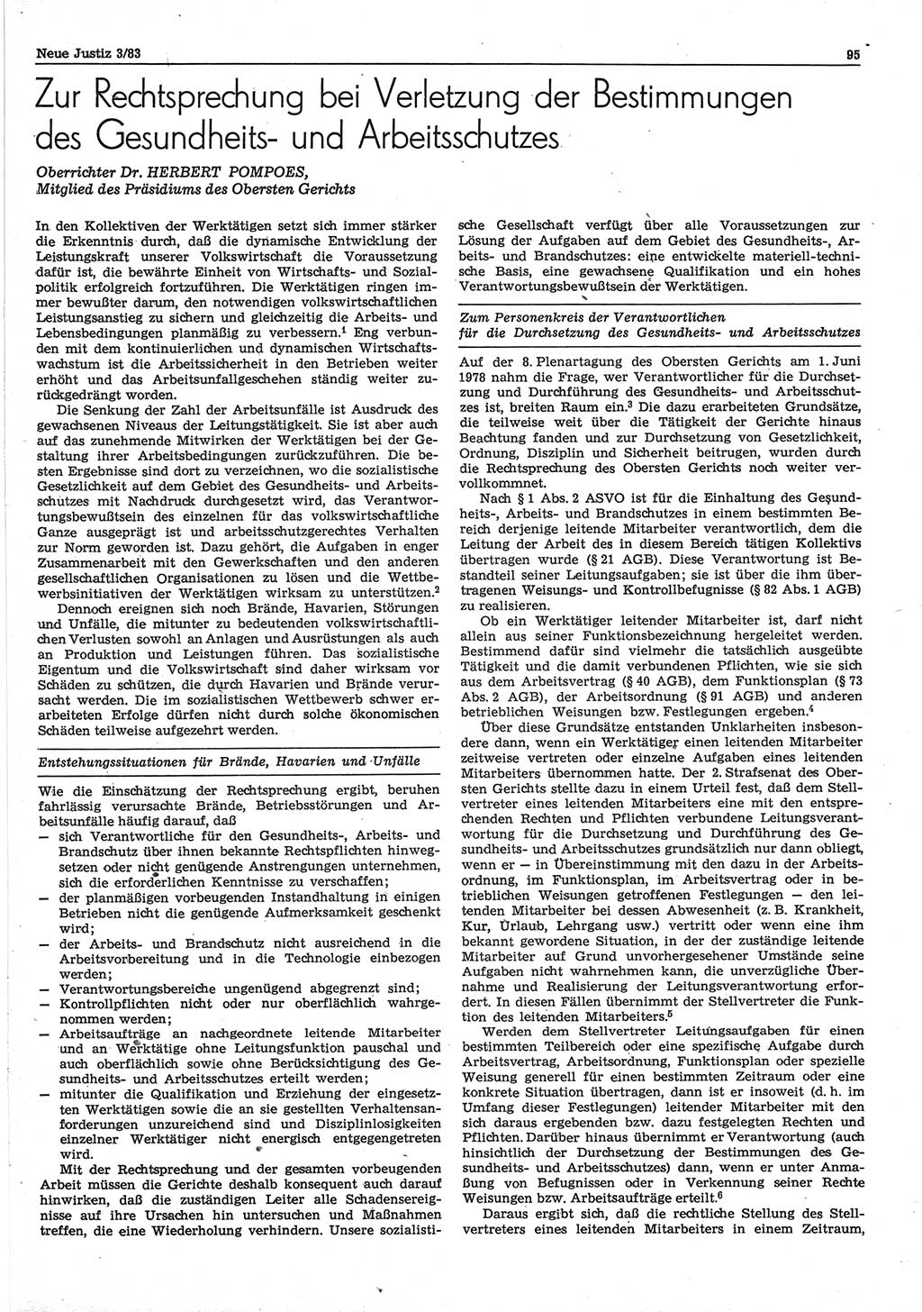Neue Justiz (NJ), Zeitschrift für sozialistisches Recht und Gesetzlichkeit [Deutsche Demokratische Republik (DDR)], 37. Jahrgang 1983, Seite 95 (NJ DDR 1983, S. 95)