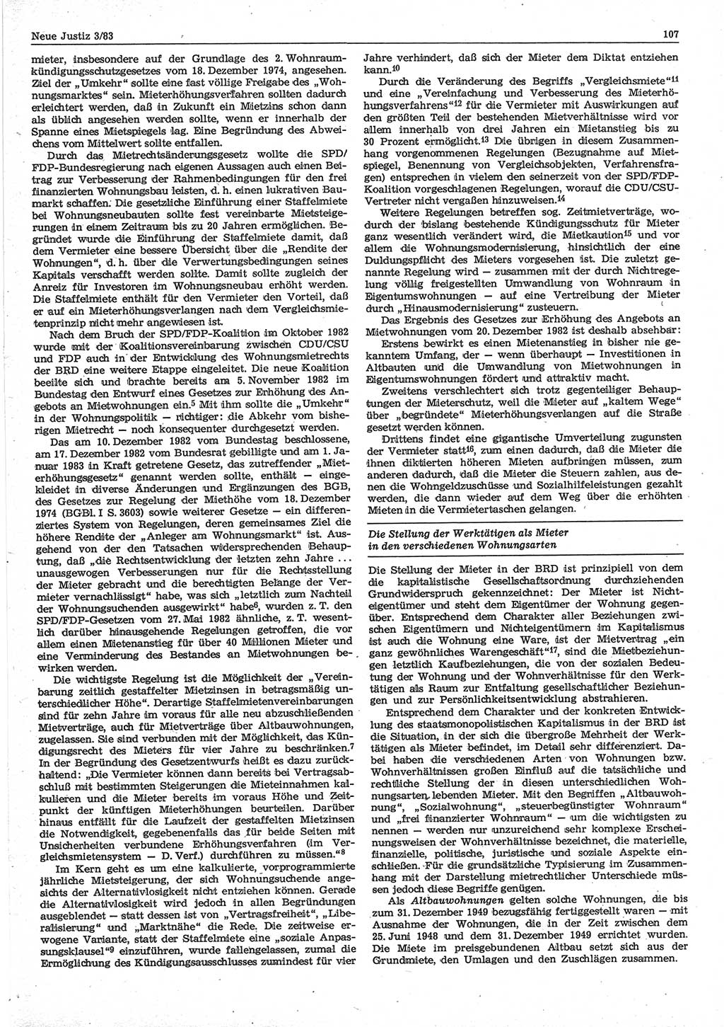 Neue Justiz (NJ), Zeitschrift für sozialistisches Recht und Gesetzlichkeit [Deutsche Demokratische Republik (DDR)], 37. Jahrgang 1983, Seite 107 (NJ DDR 1983, S. 107)