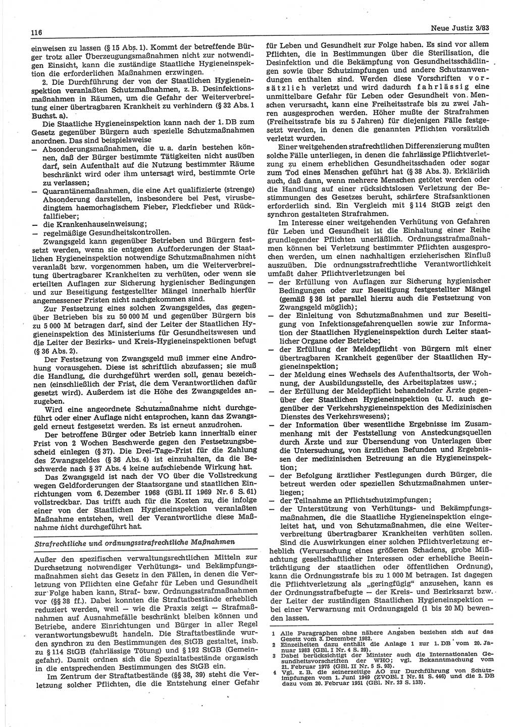 Neue Justiz (NJ), Zeitschrift für sozialistisches Recht und Gesetzlichkeit [Deutsche Demokratische Republik (DDR)], 37. Jahrgang 1983, Seite 116 (NJ DDR 1983, S. 116)